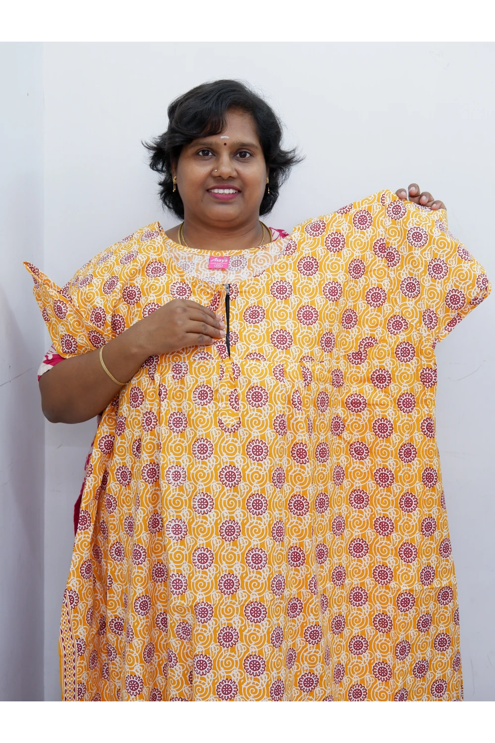 Plus Size Elegant Zip Nighty – Jyothi Cotton Breeze