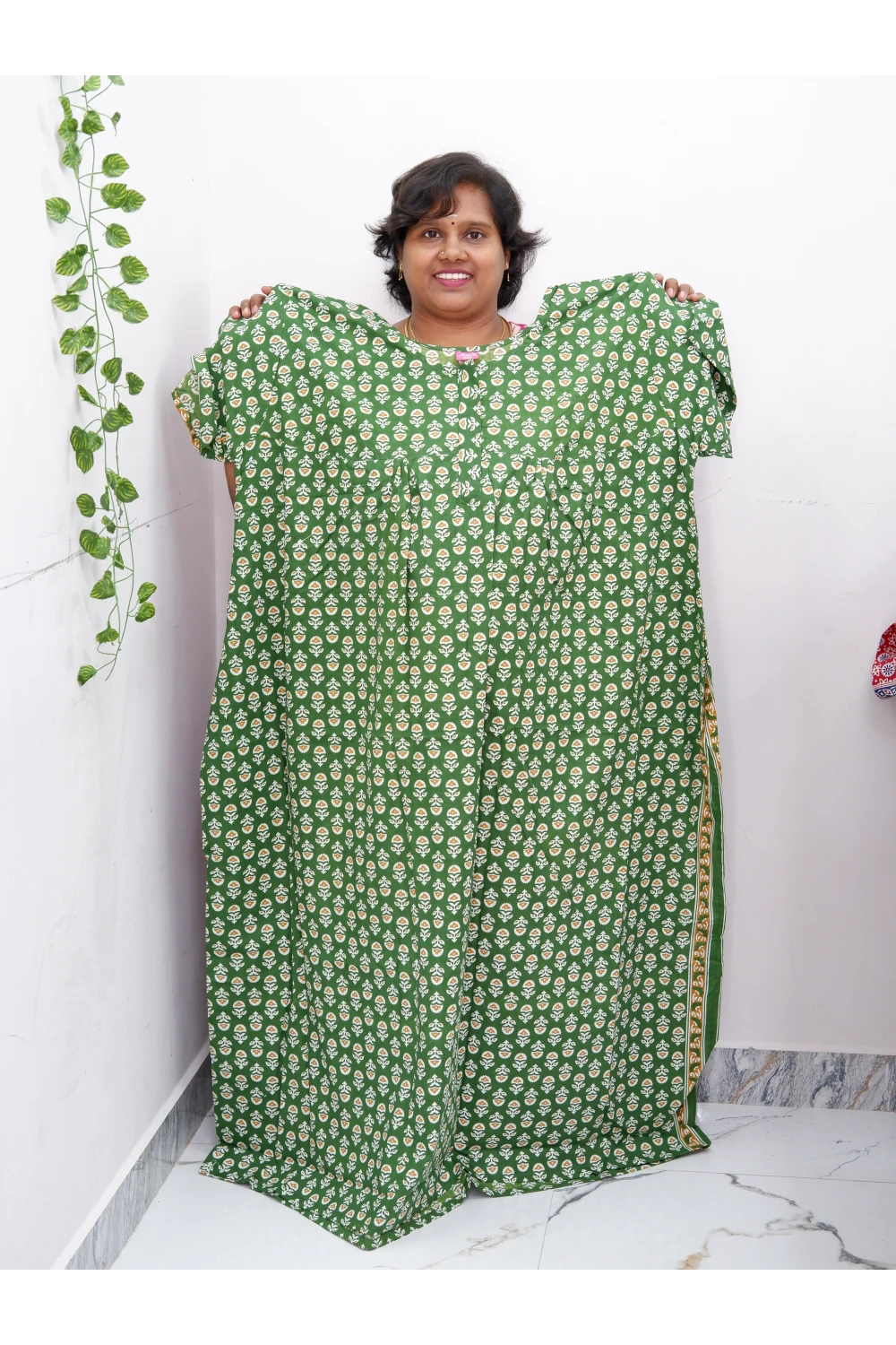 Plus Size Elegant Zip Nighty – Jyothi Cotton Breeze