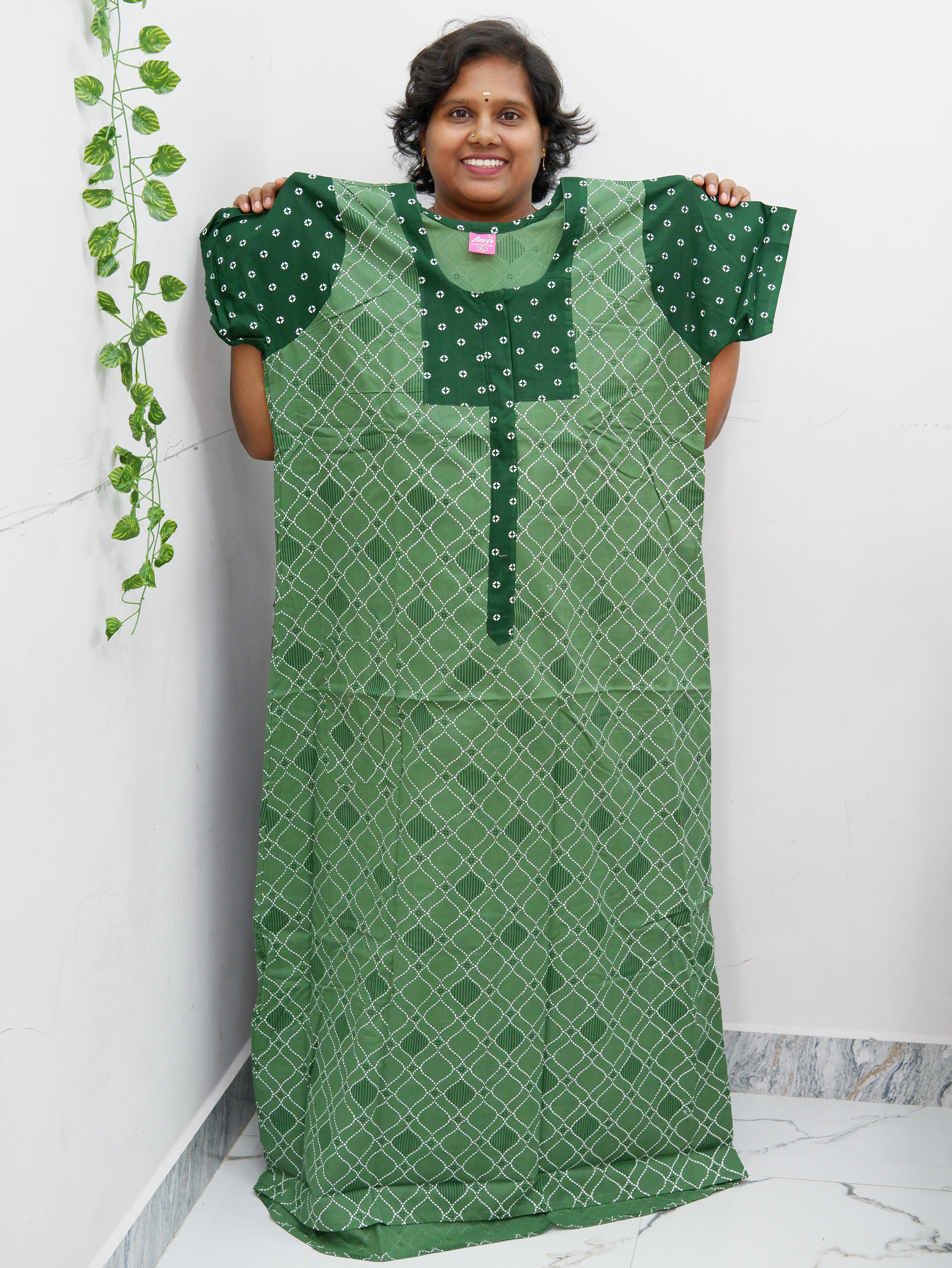 Feeding-Friendly Cotton Nighty with Long Zip