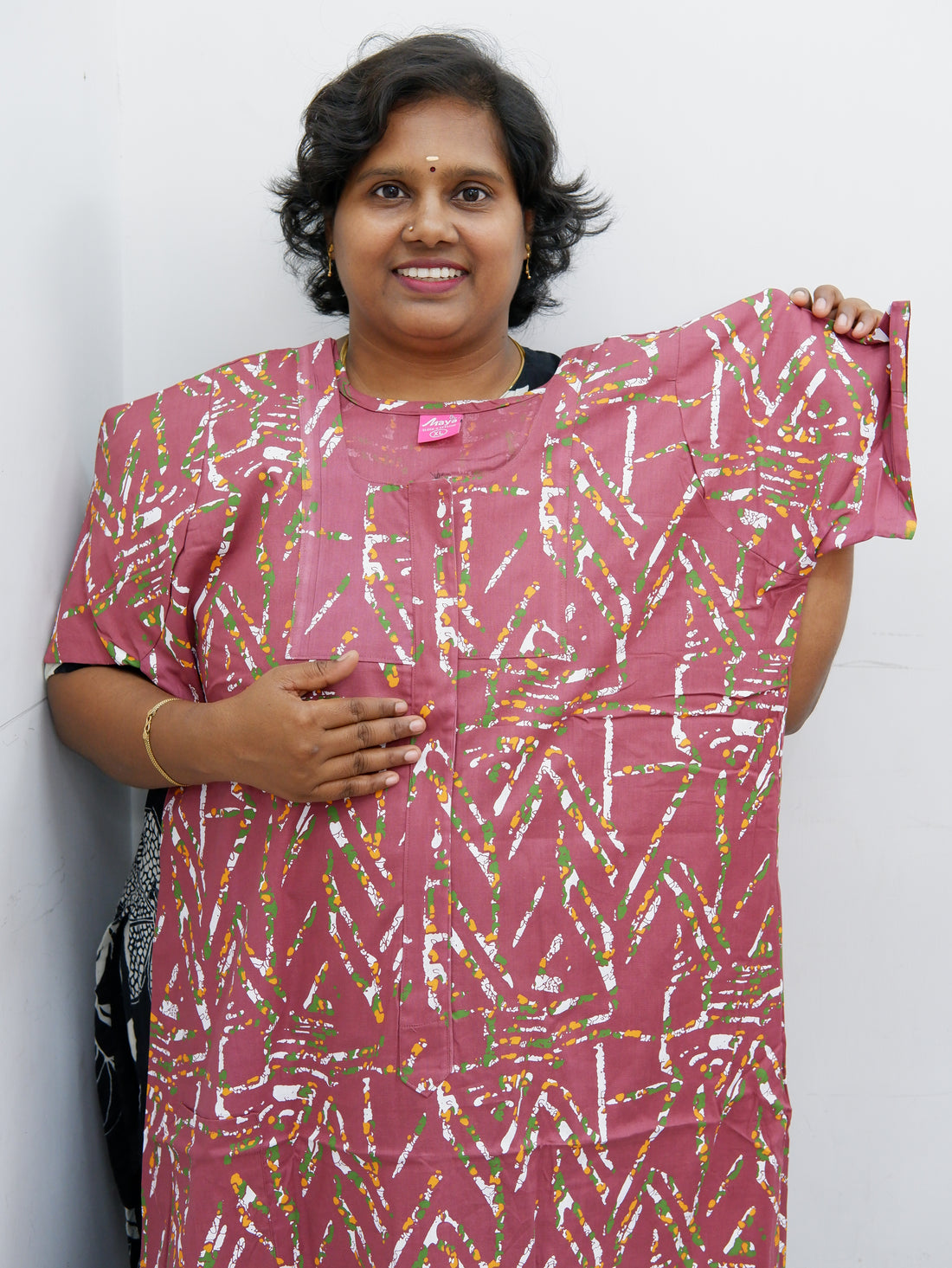 Feeding-Friendly Cotton Nighty with Long Zip