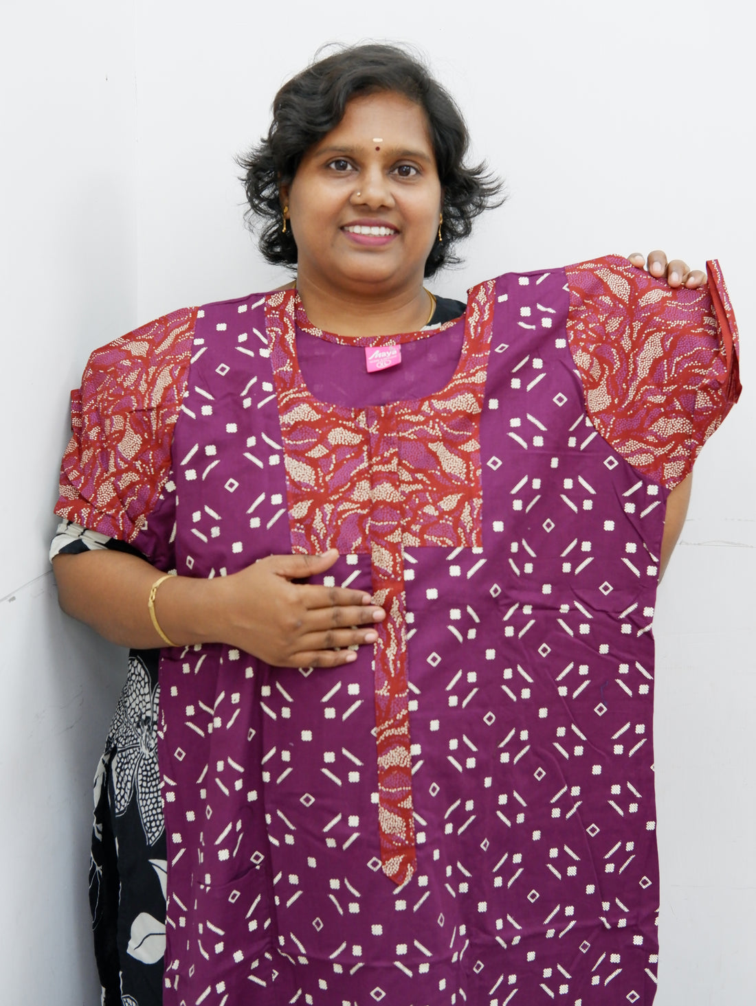 Feeding-Friendly Cotton Nighty with Long Zip