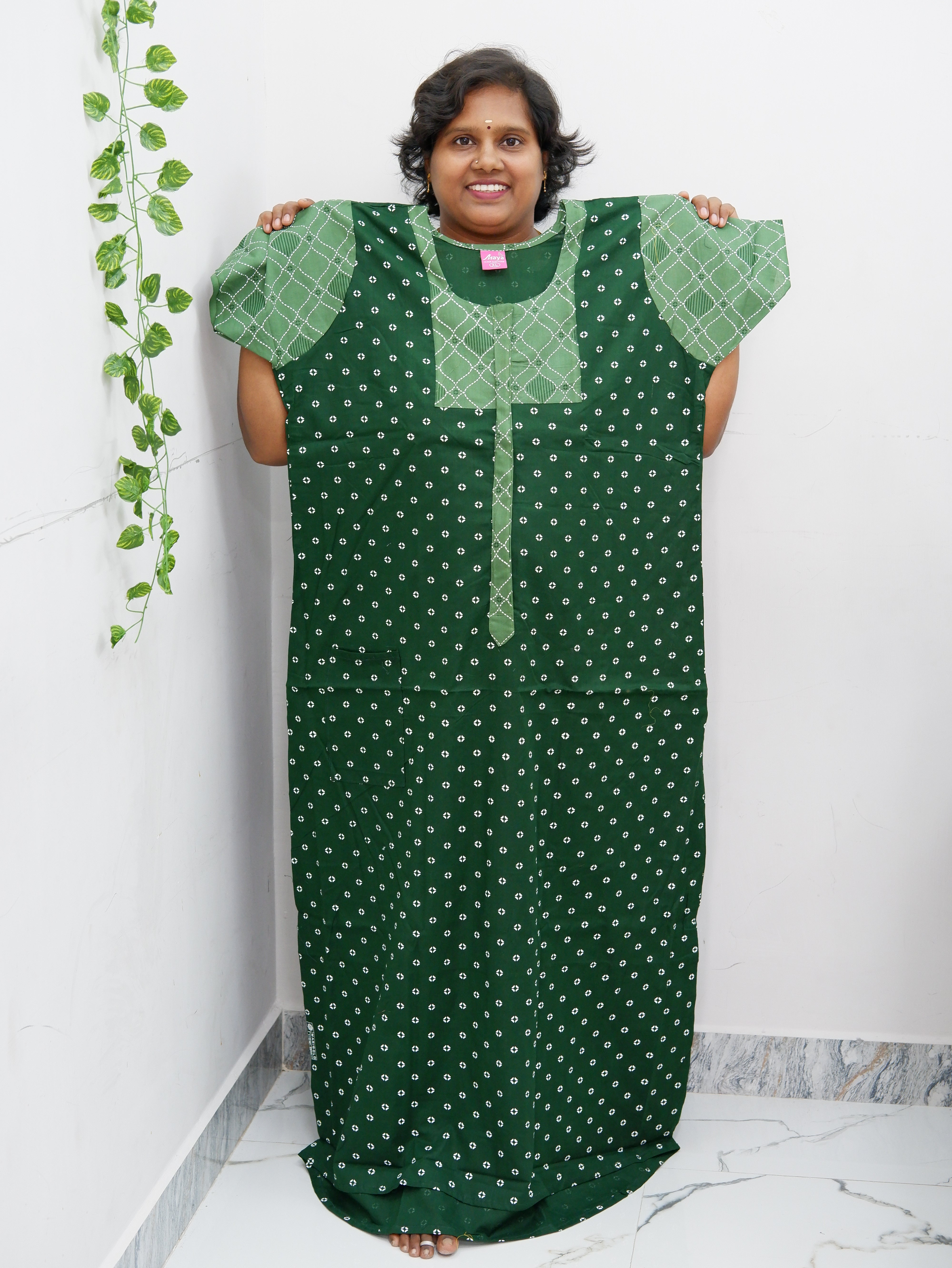 Feeding-Friendly Cotton Nighty with Long Zip