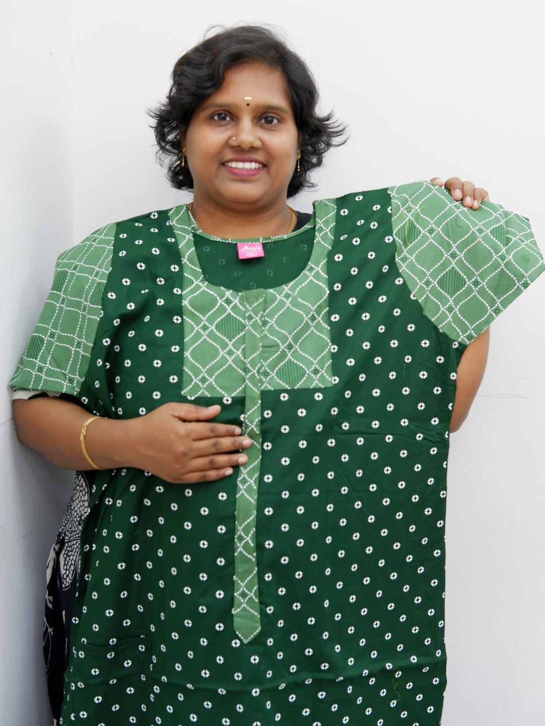 Feeding-Friendly Cotton Nighty with Long Zip