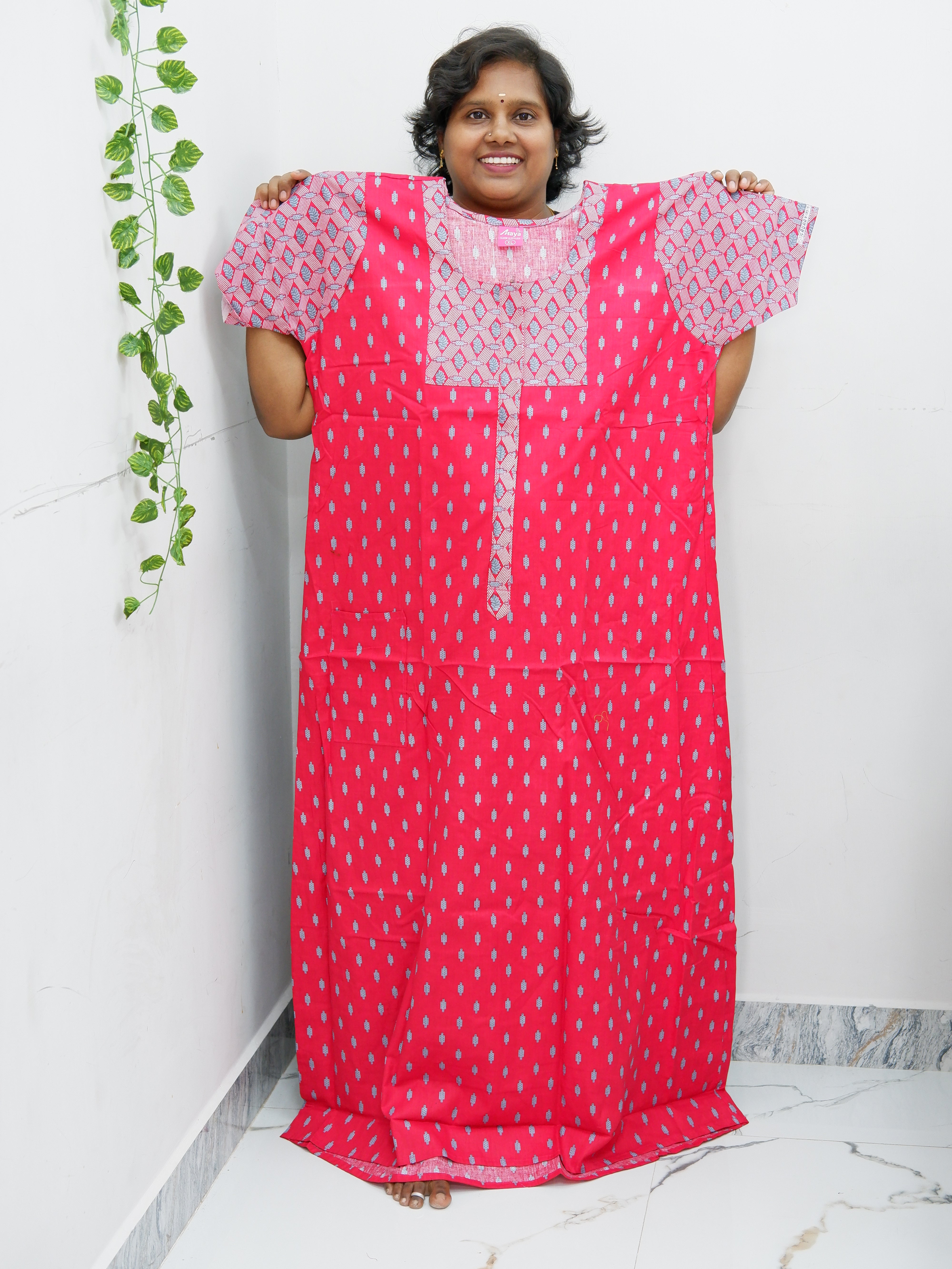 Feeding-Friendly Cotton Nighty with Long Zip