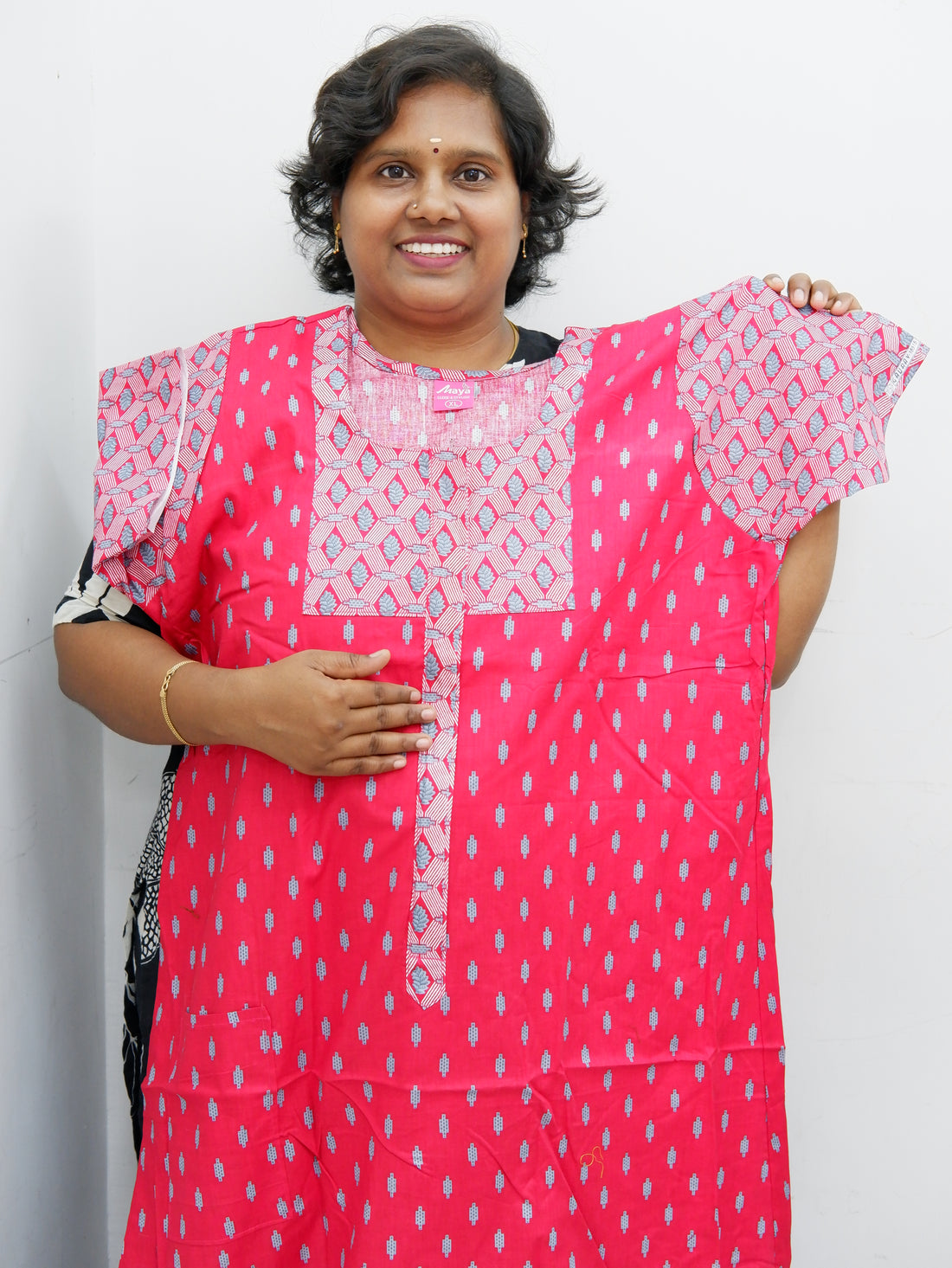 Feeding-Friendly Cotton Nighty with Long Zip