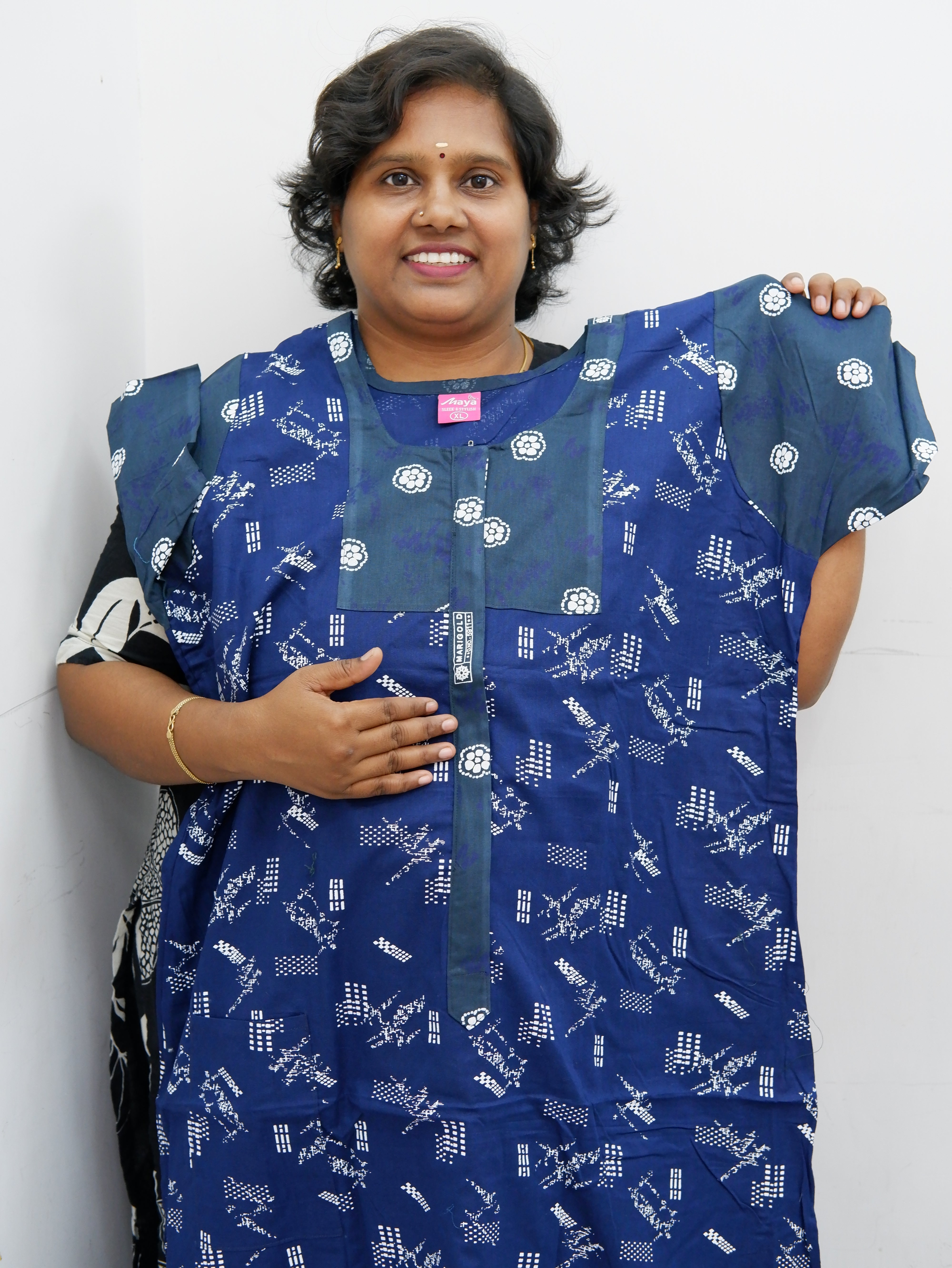 Feeding-Friendly Cotton Nighty with Long Zip