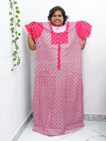 Feeding-Friendly Cotton Nighty with Long Zip