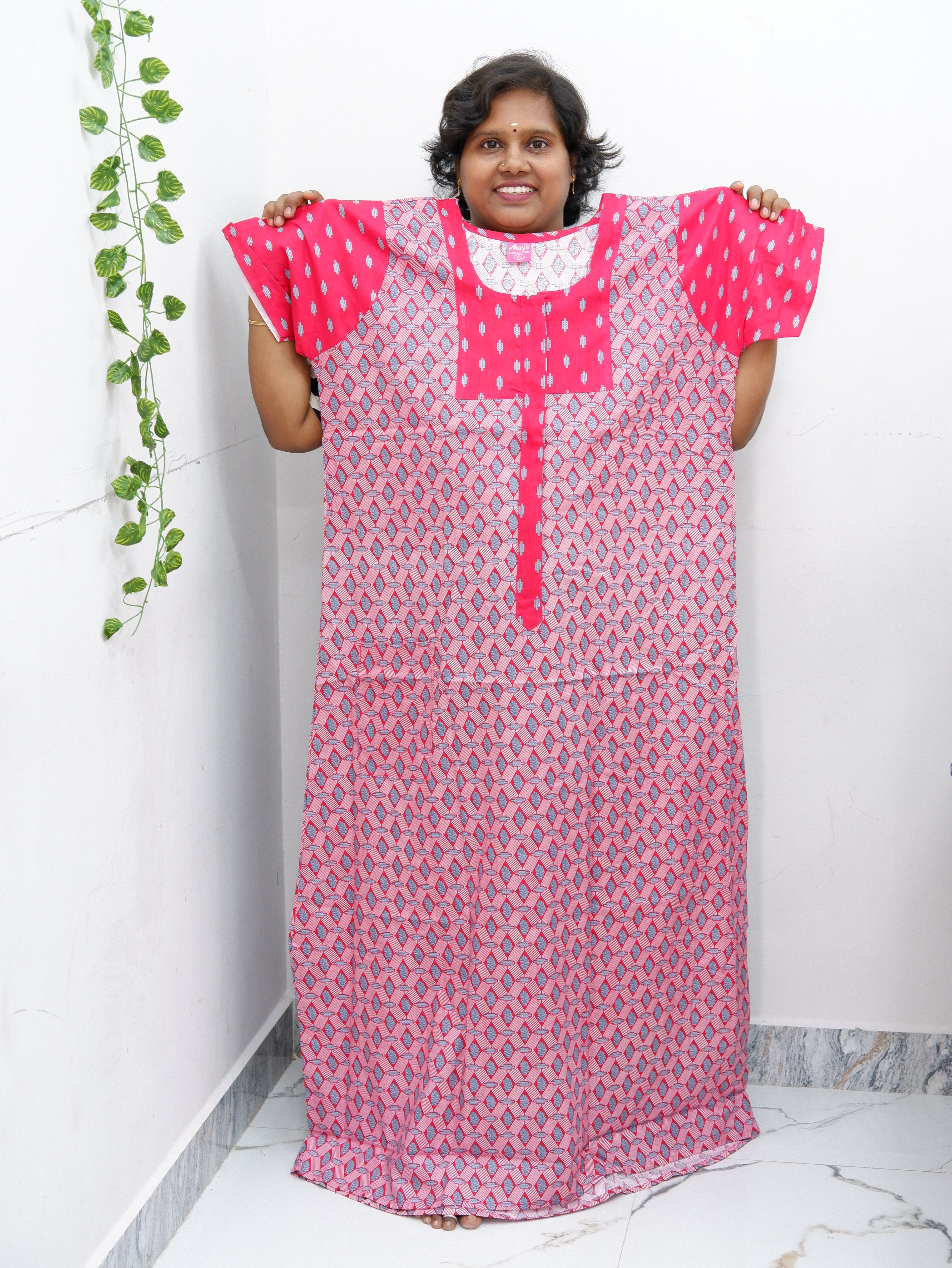 Feeding-Friendly Cotton Nighty with Long Zip