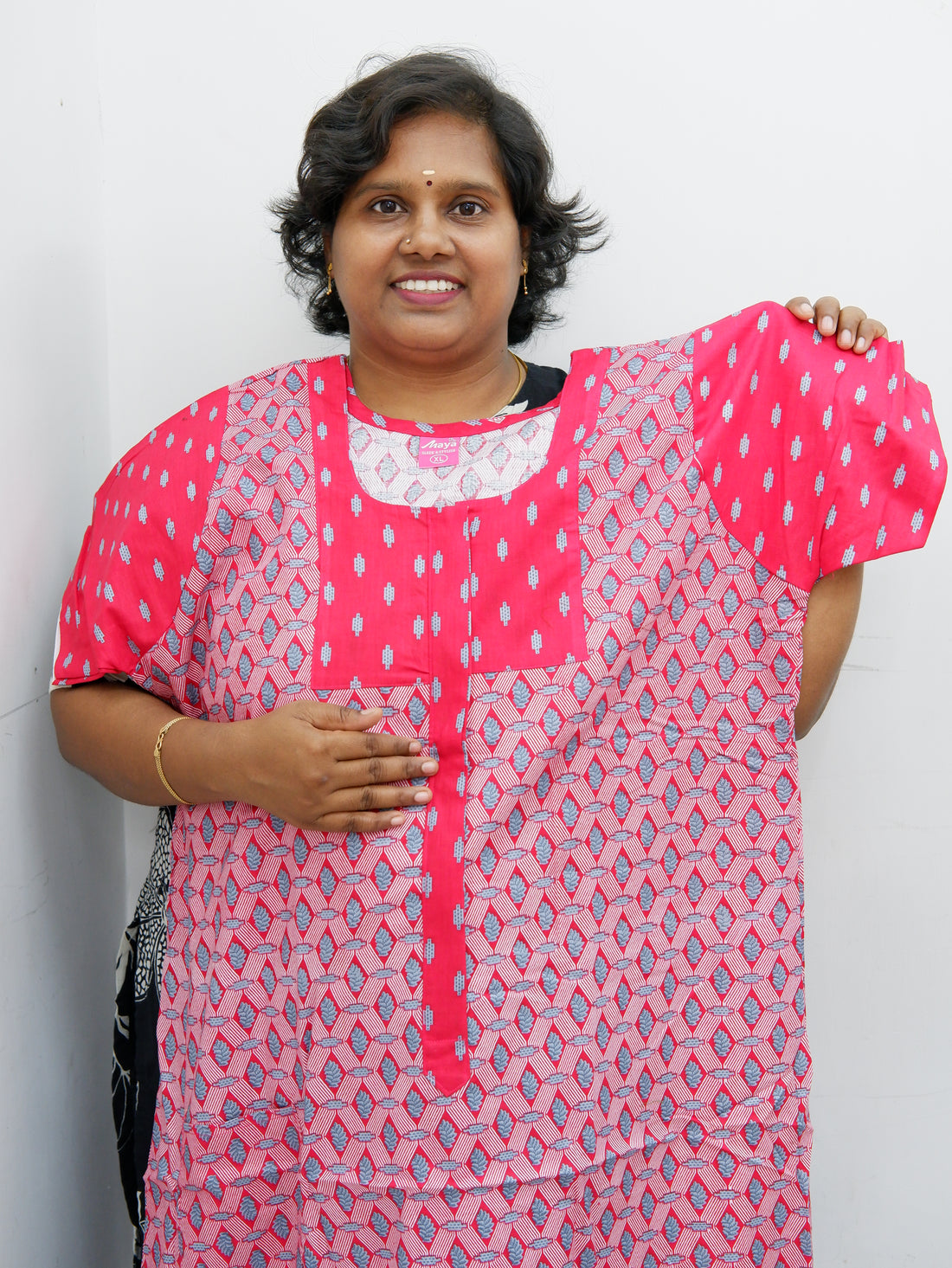 Feeding-Friendly Cotton Nighty with Long Zip