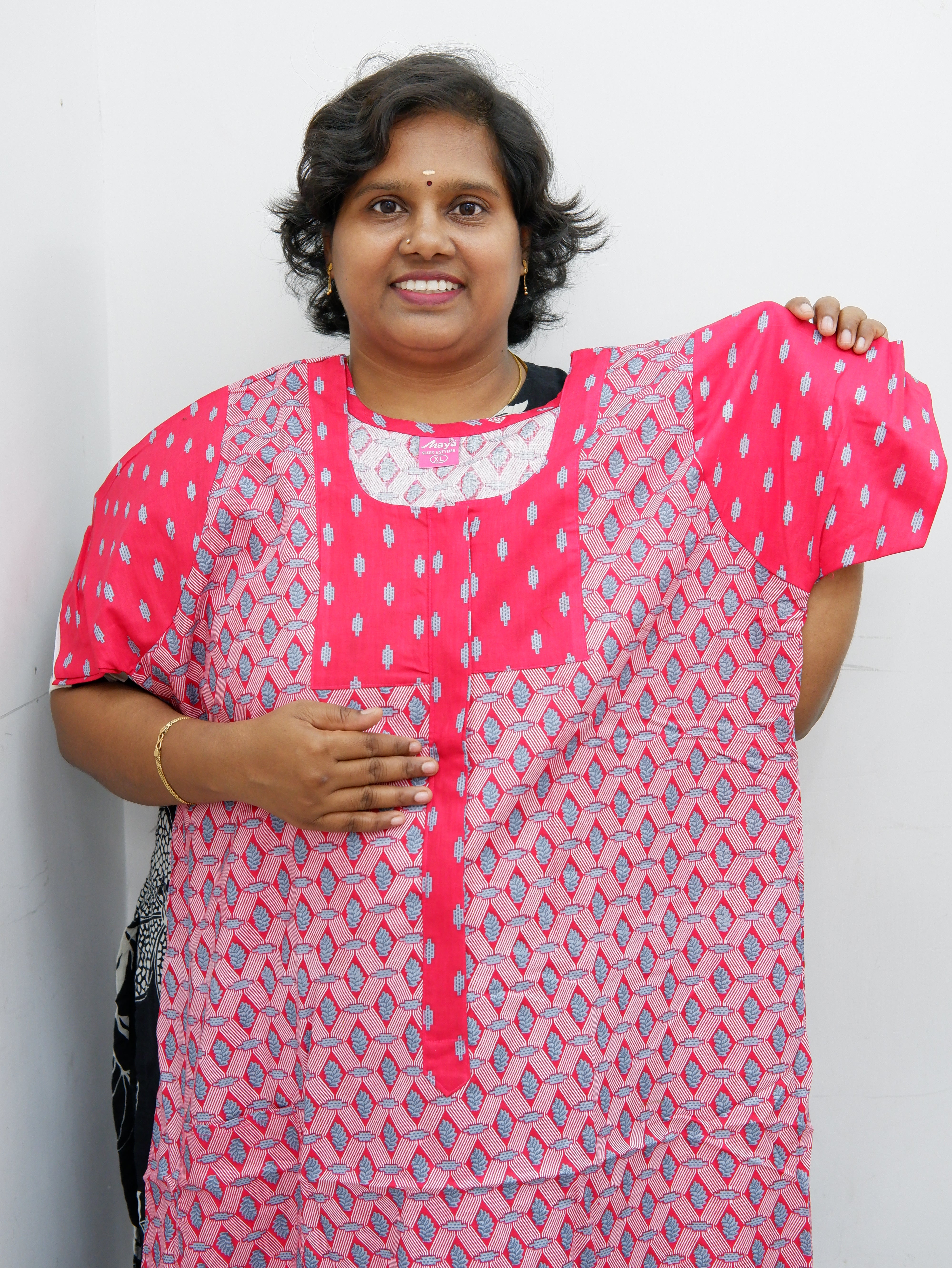 Feeding-Friendly Cotton Nighty with Long Zip