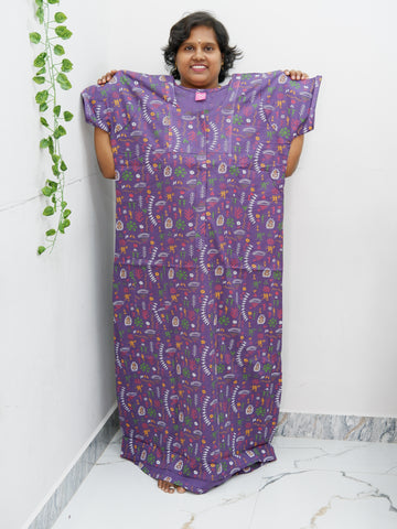 Feeding-Friendly Cotton Nighty with Long Zip