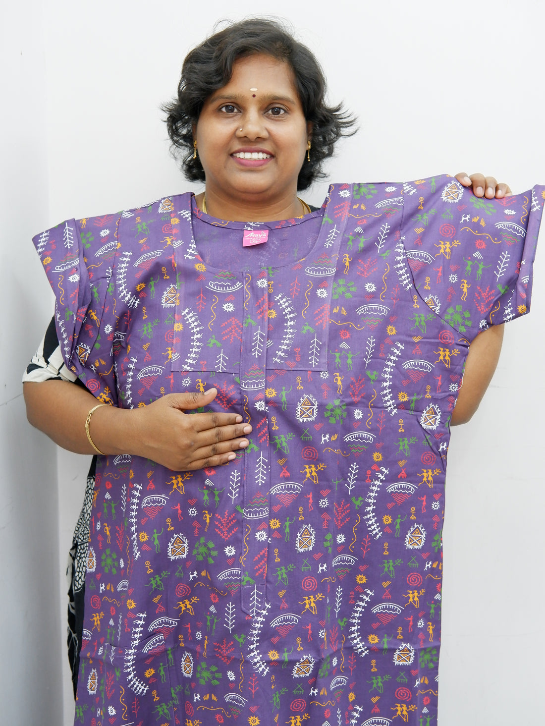 Feeding-Friendly Cotton Nighty with Long Zip