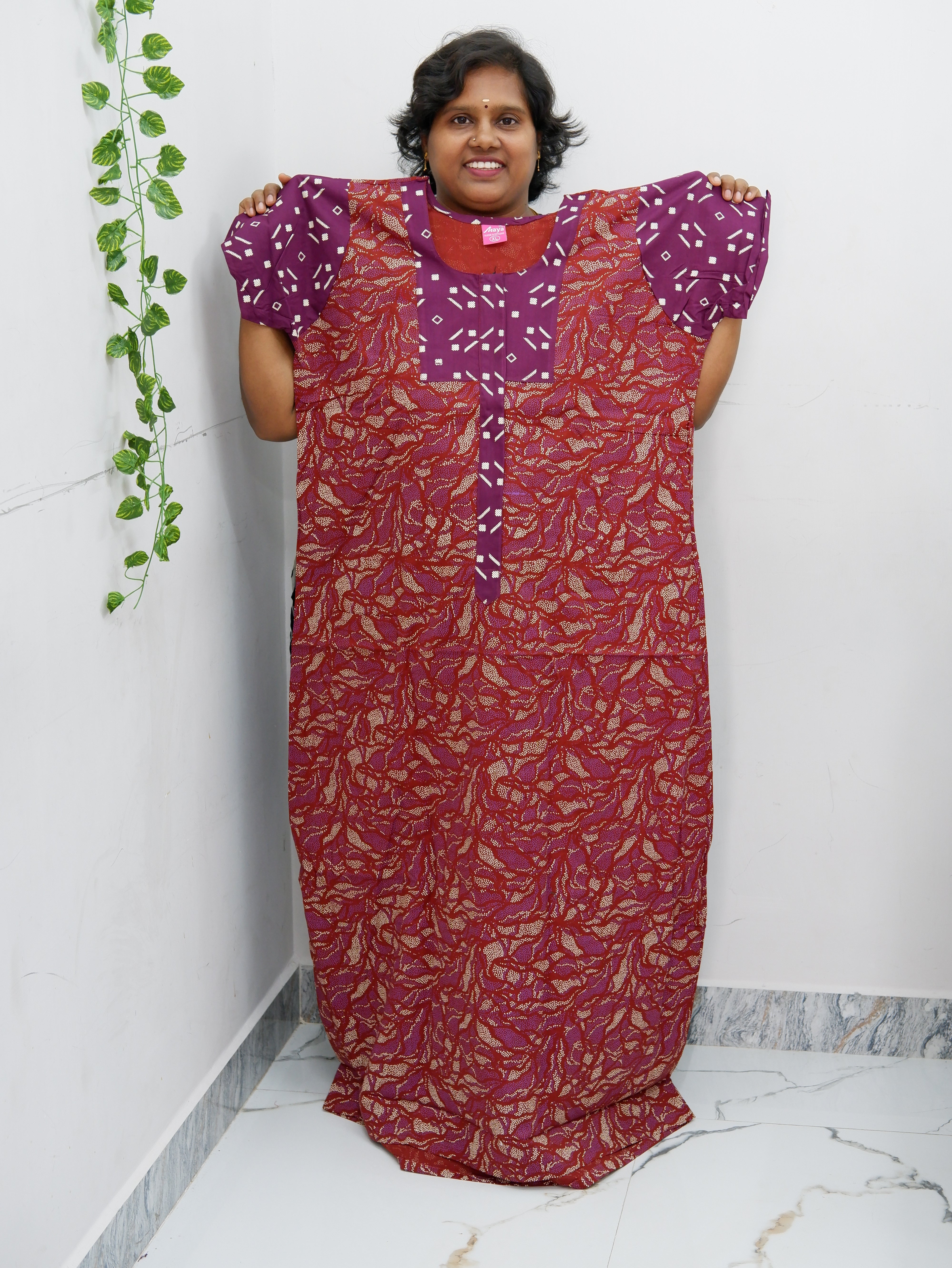 Feeding-Friendly Cotton Nighty with Long Zip