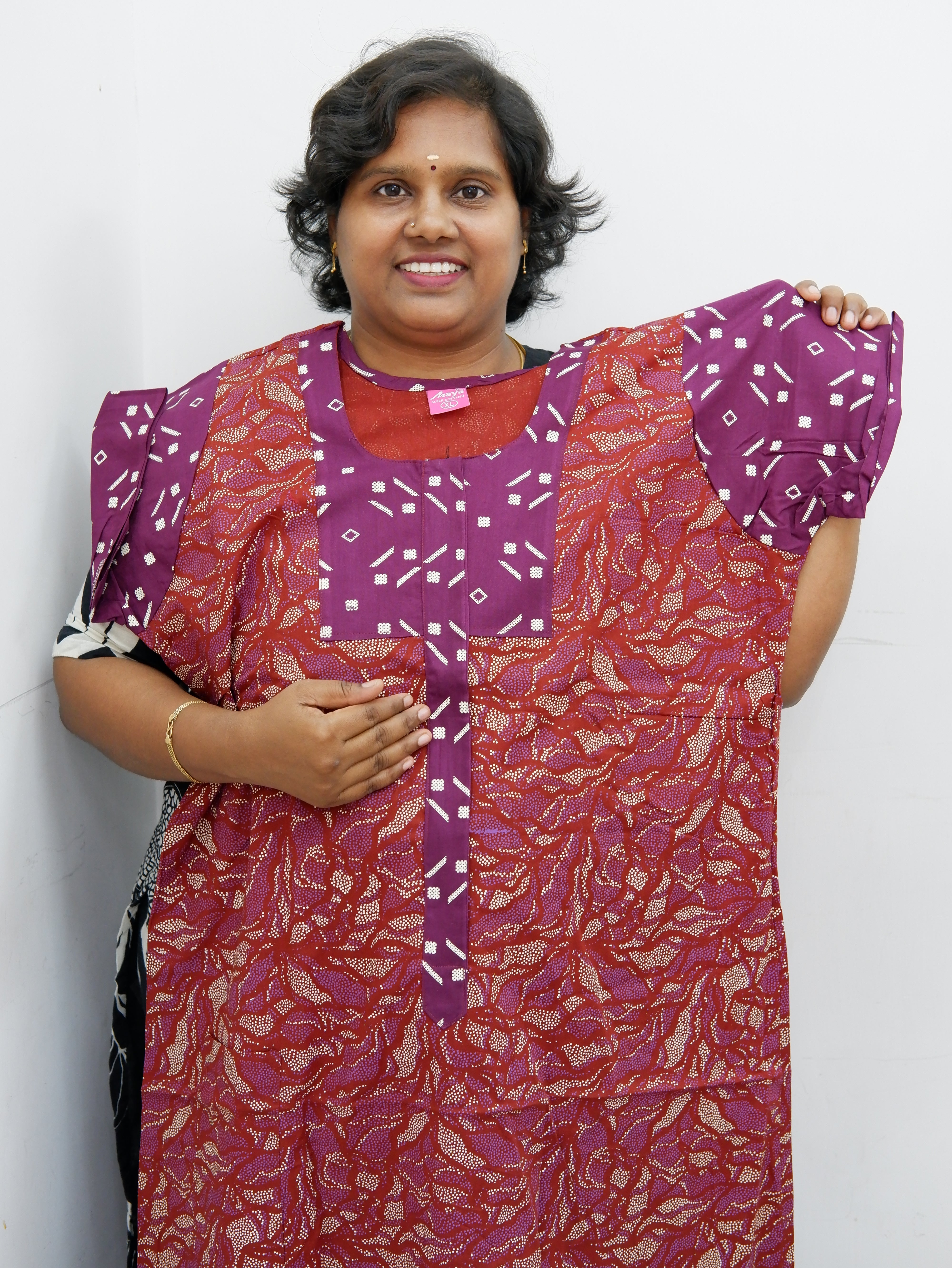 Feeding-Friendly Cotton Nighty with Long Zip