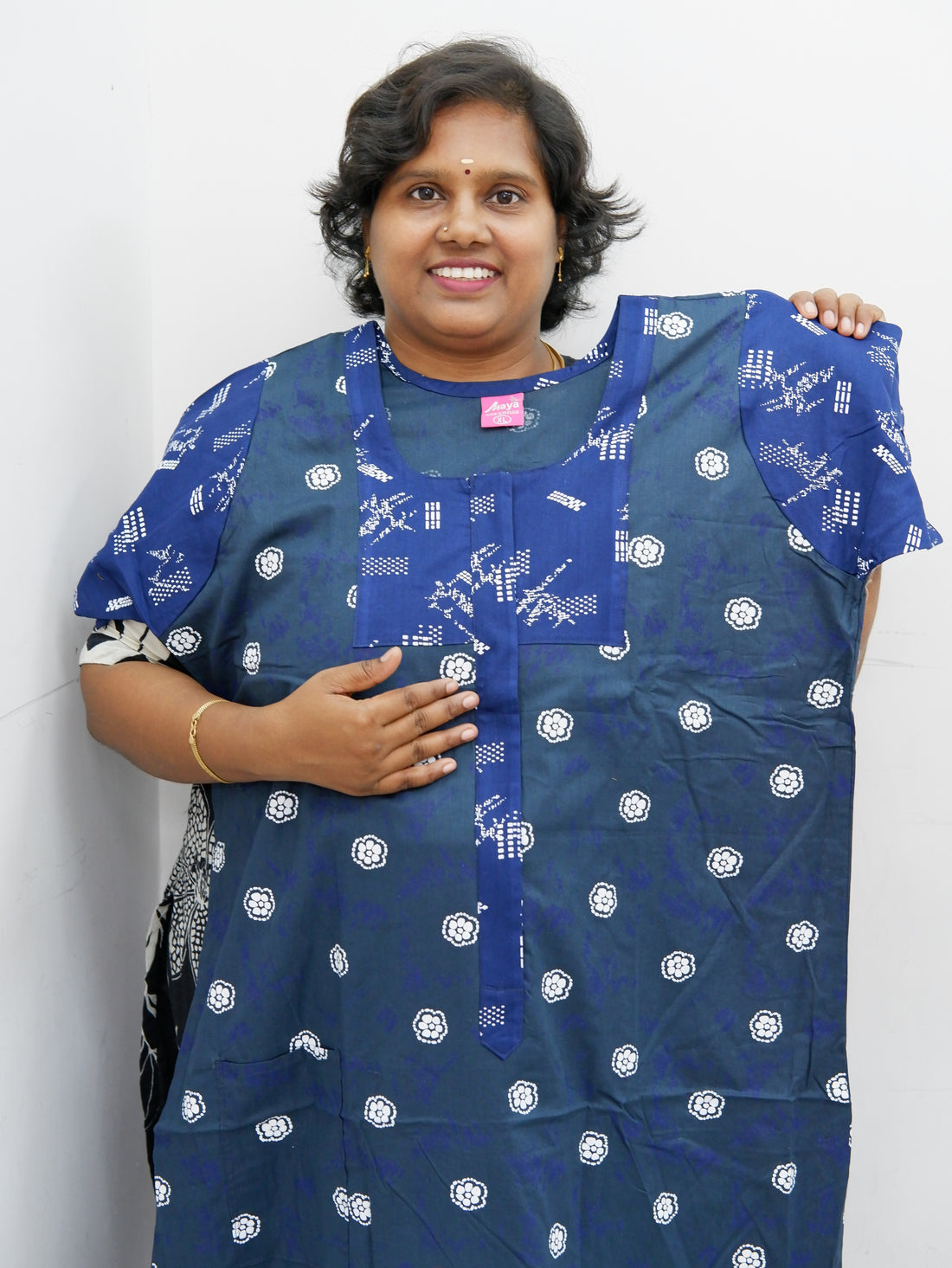 Feeding-Friendly Cotton Nighty with Long Zip