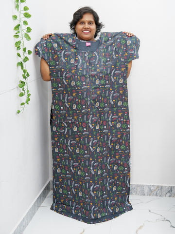 Feeding-Friendly Cotton Nighty with Long Zip