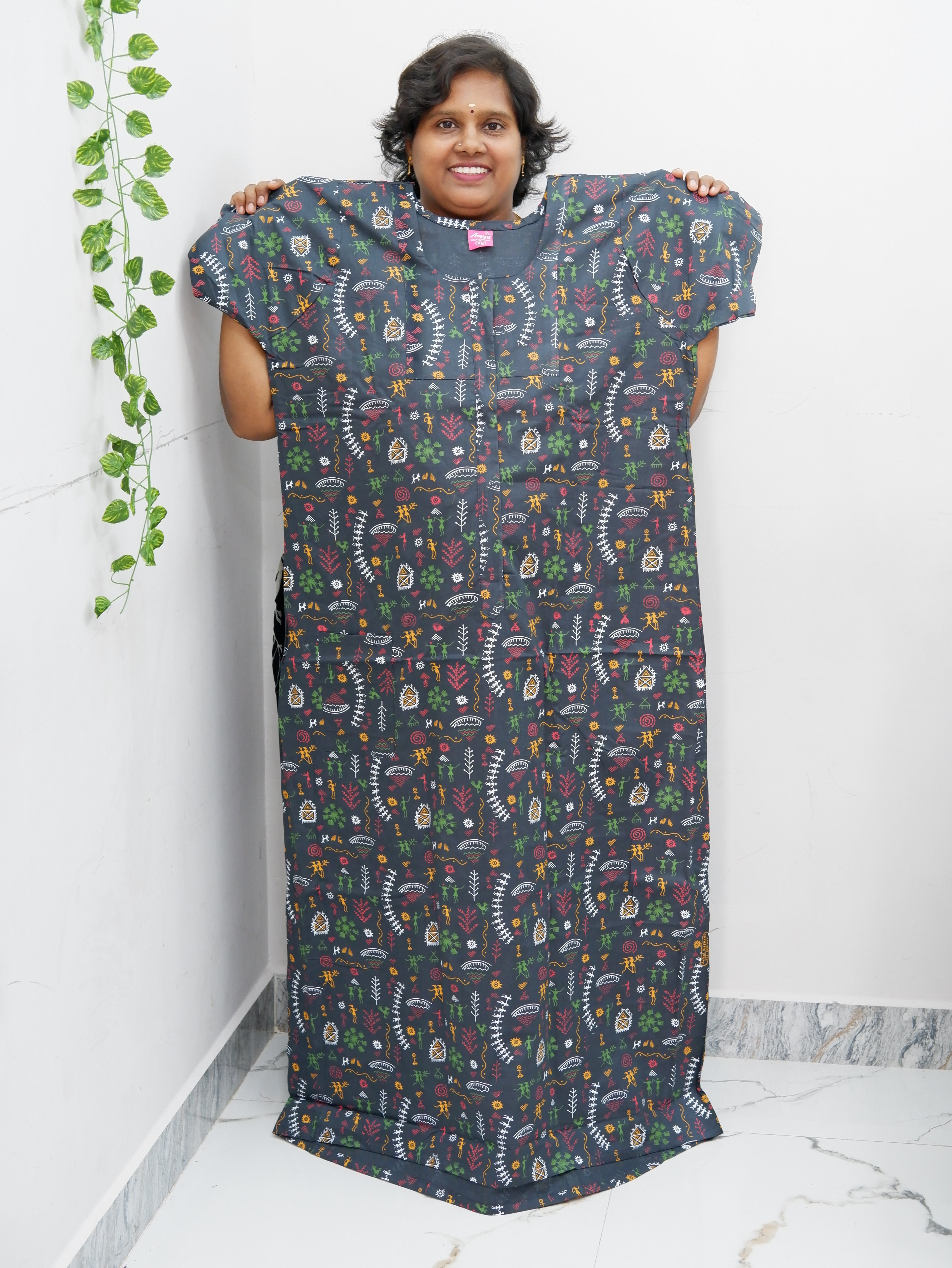 Feeding-Friendly Cotton Nighty with Long Zip