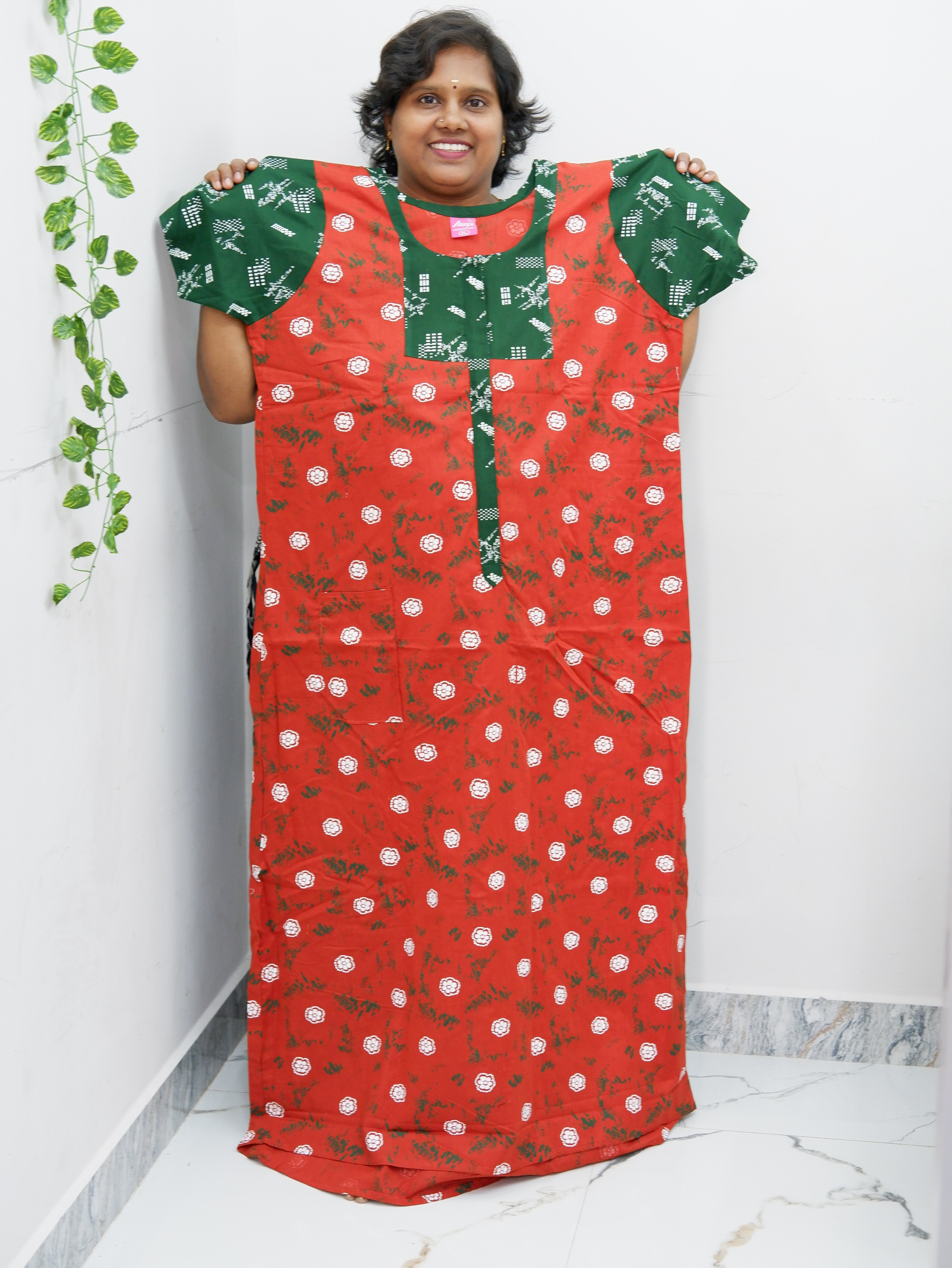 Feeding-Friendly Cotton Nighty with Long Zip