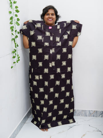 Feeding-Friendly Cotton Nighty with Long Zip