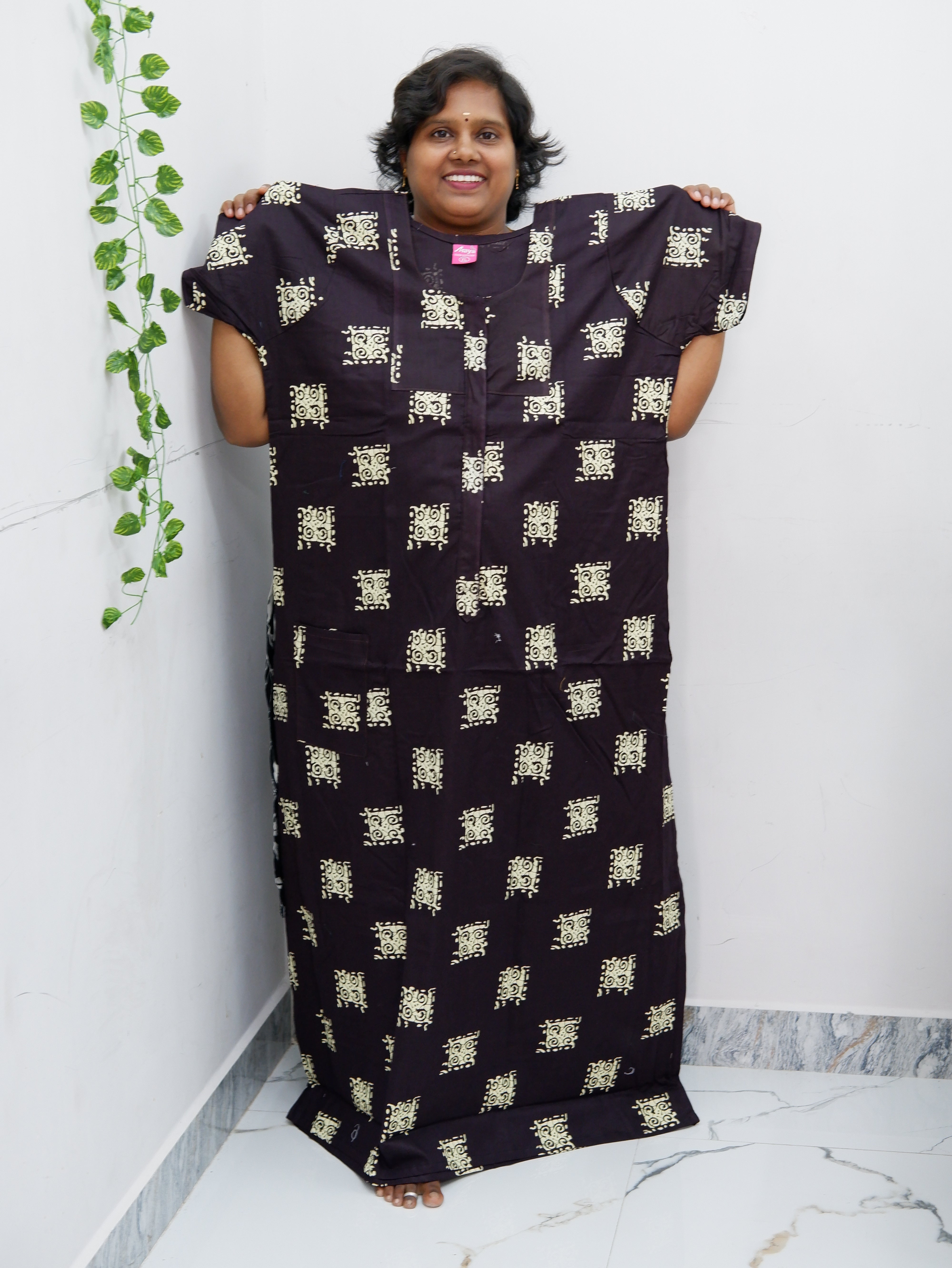 Feeding-Friendly Cotton Nighty with Long Zip