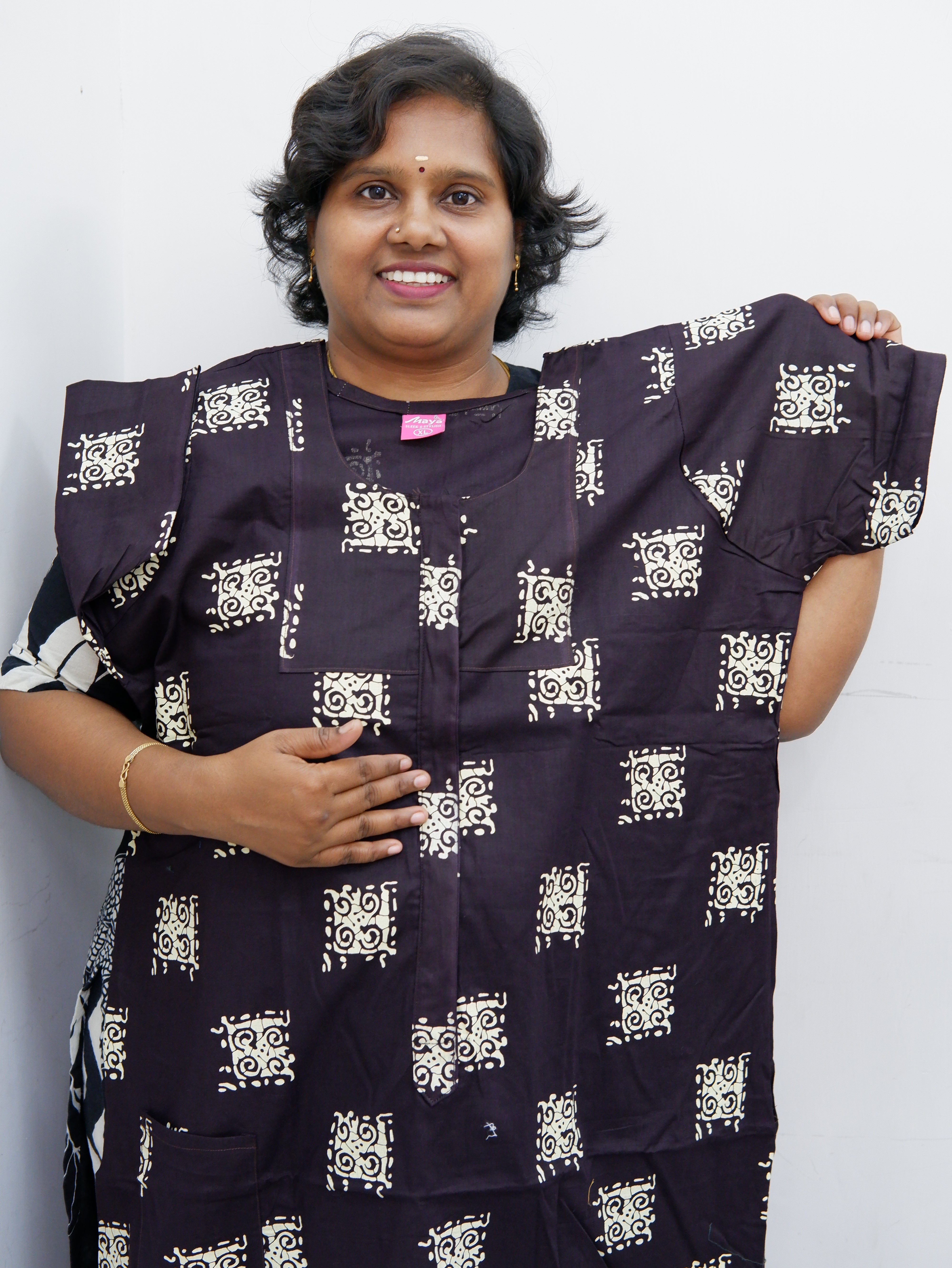 Feeding-Friendly Cotton Nighty with Long Zip