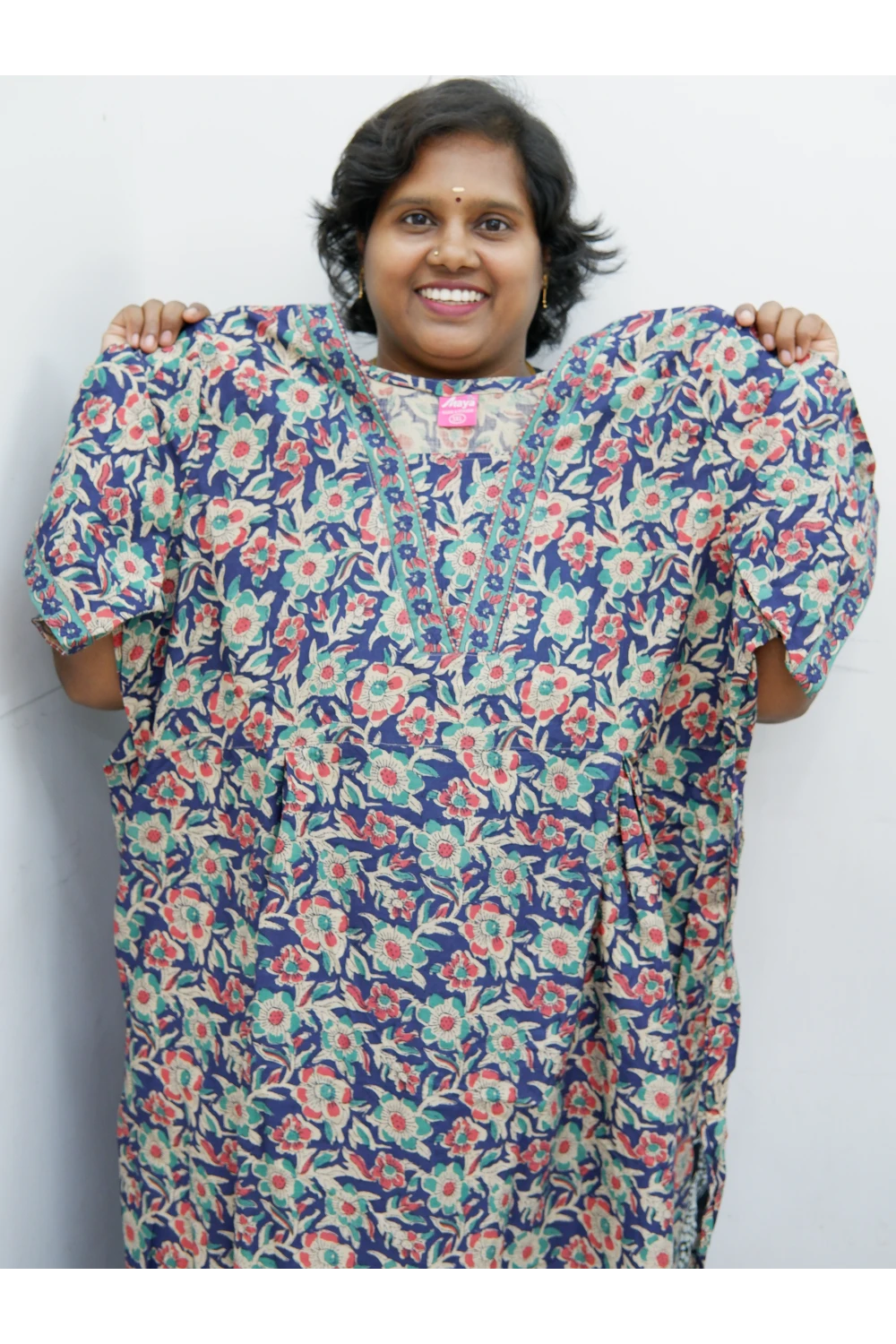 Premium V-Neck Cotton Frock for Women – Breathable & Skin-Friendly