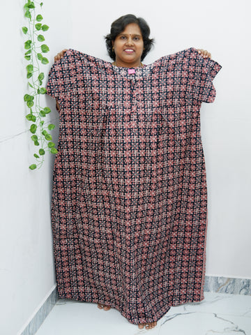 Plus Size Elegant Zip Nighty – Jyothi Cotton Breeze