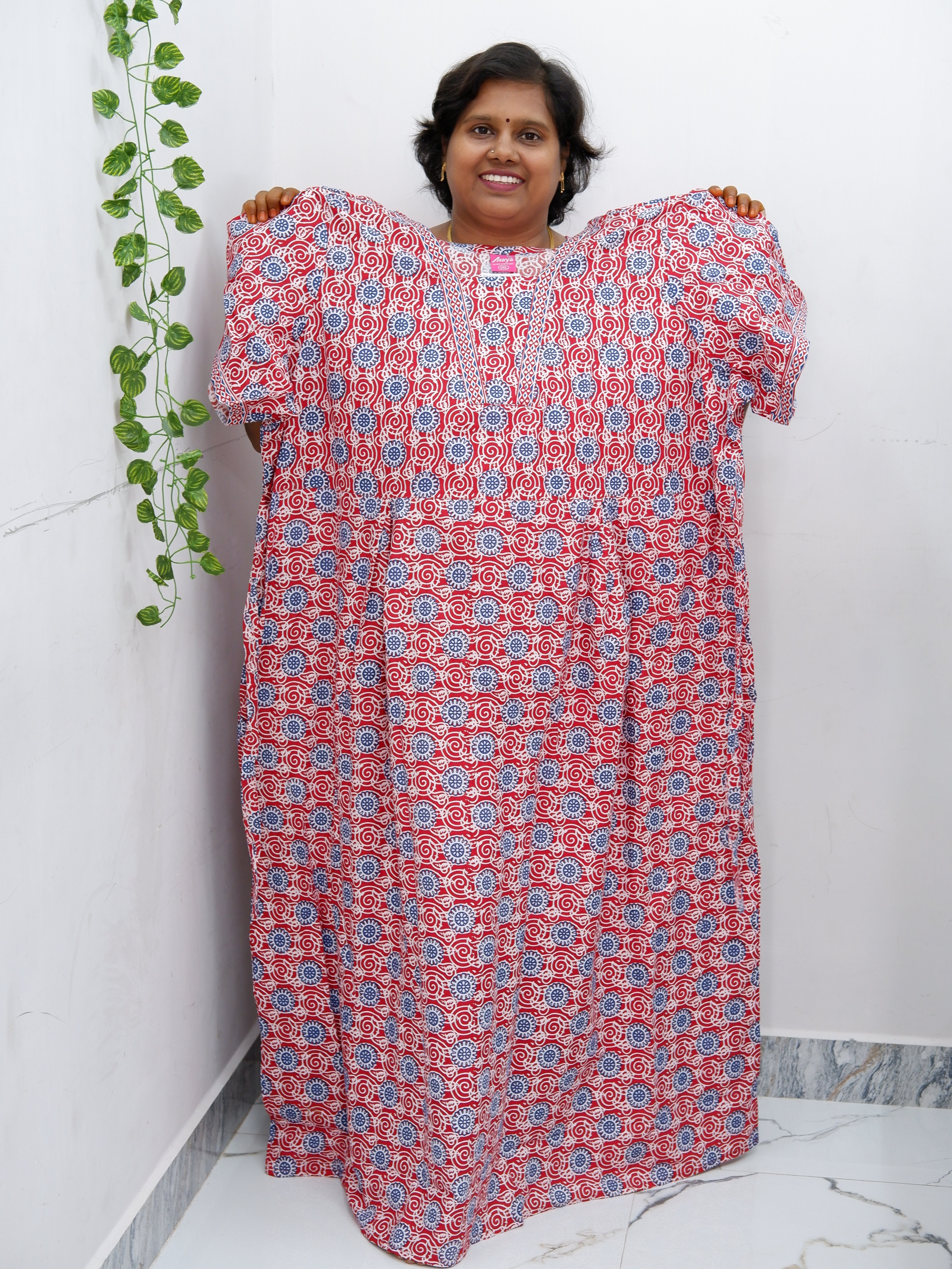 Premium V-Neck Cotton Frock for Women – Breathable & Skin-Friendly