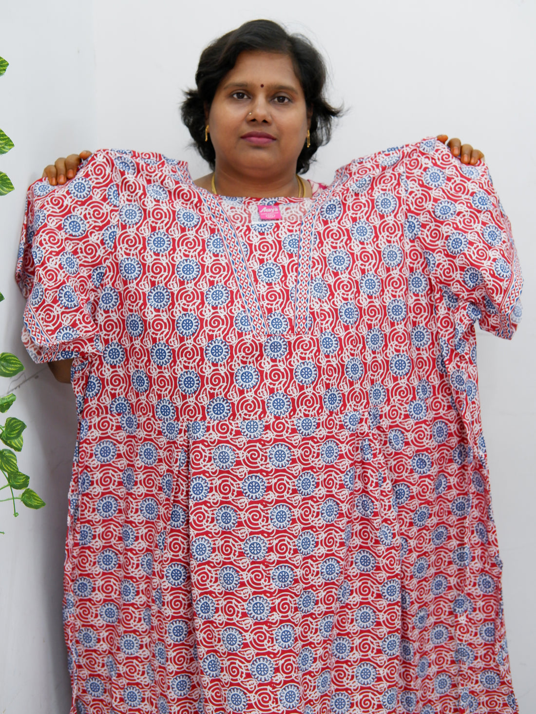 Premium V-Neck Cotton Frock for Women – Breathable & Skin-Friendly