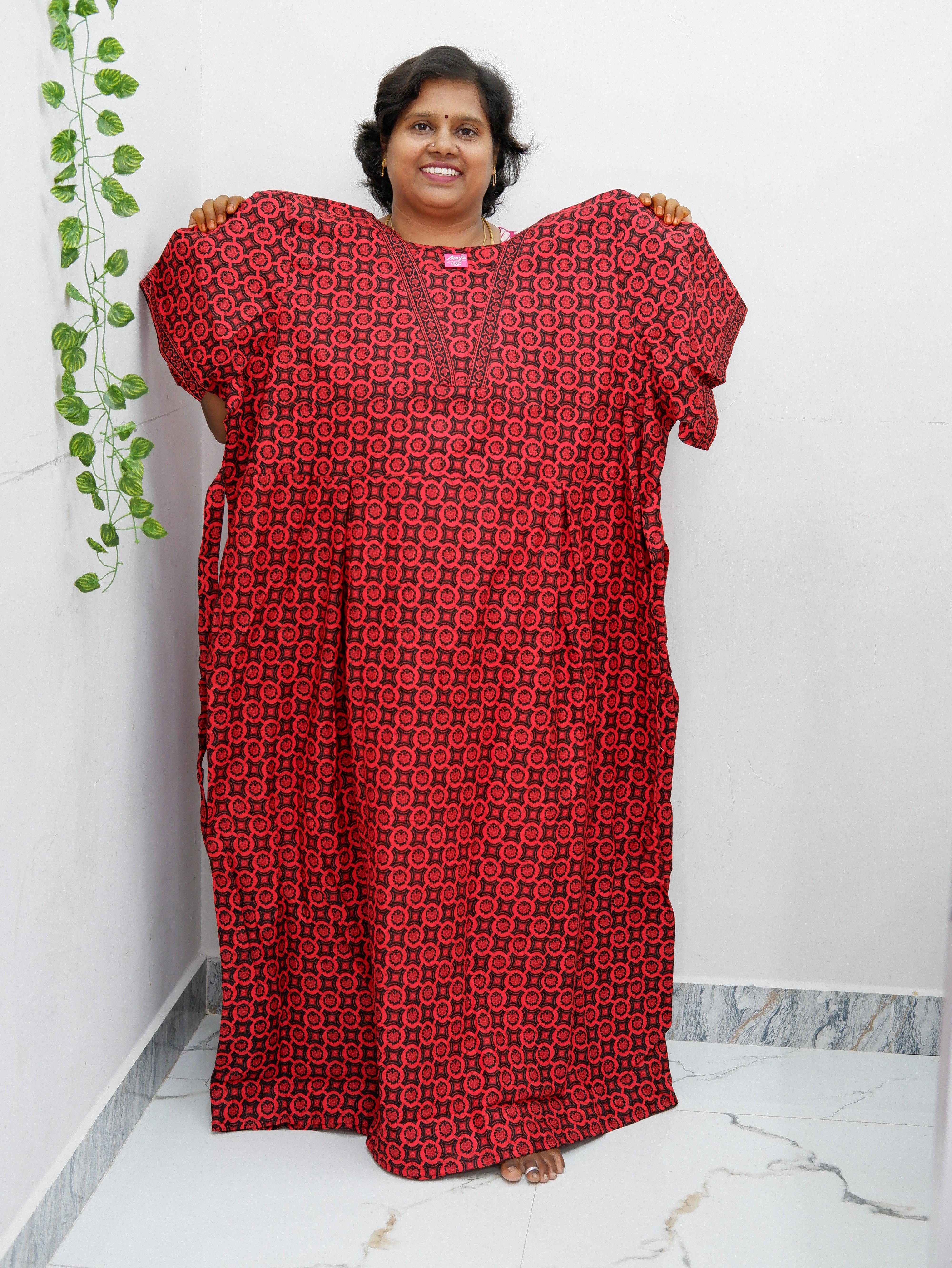 Premium V-Neck Cotton Frock for Women – Breathable & Skin-Friendly