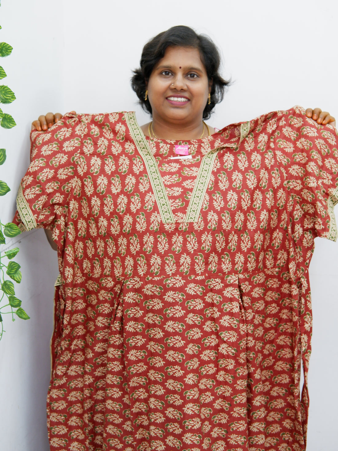 Premium V-Neck Cotton Frock for Women – Breathable & Skin-Friendly