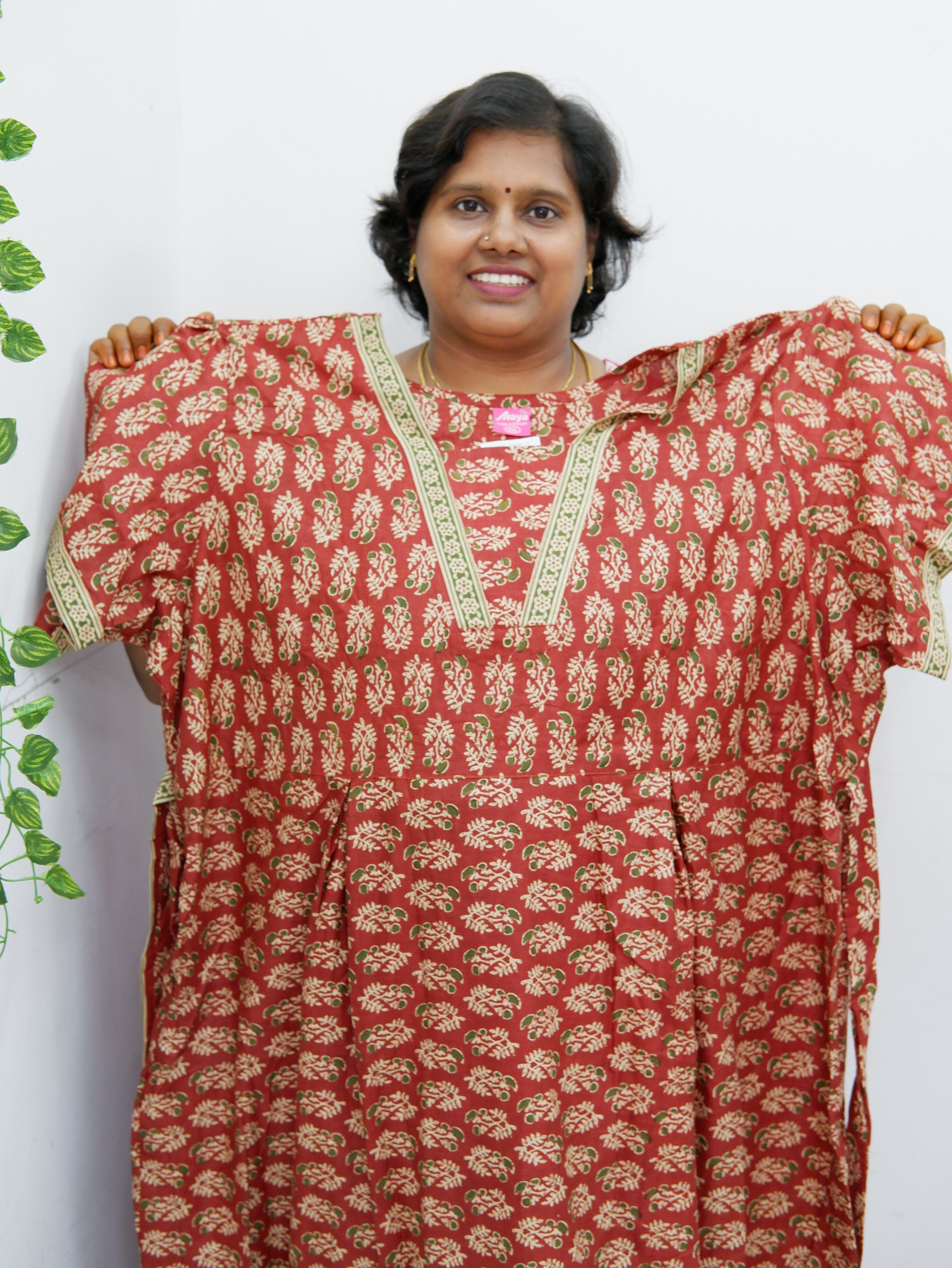 Premium V-Neck Cotton Frock for Women – Breathable & Skin-Friendly