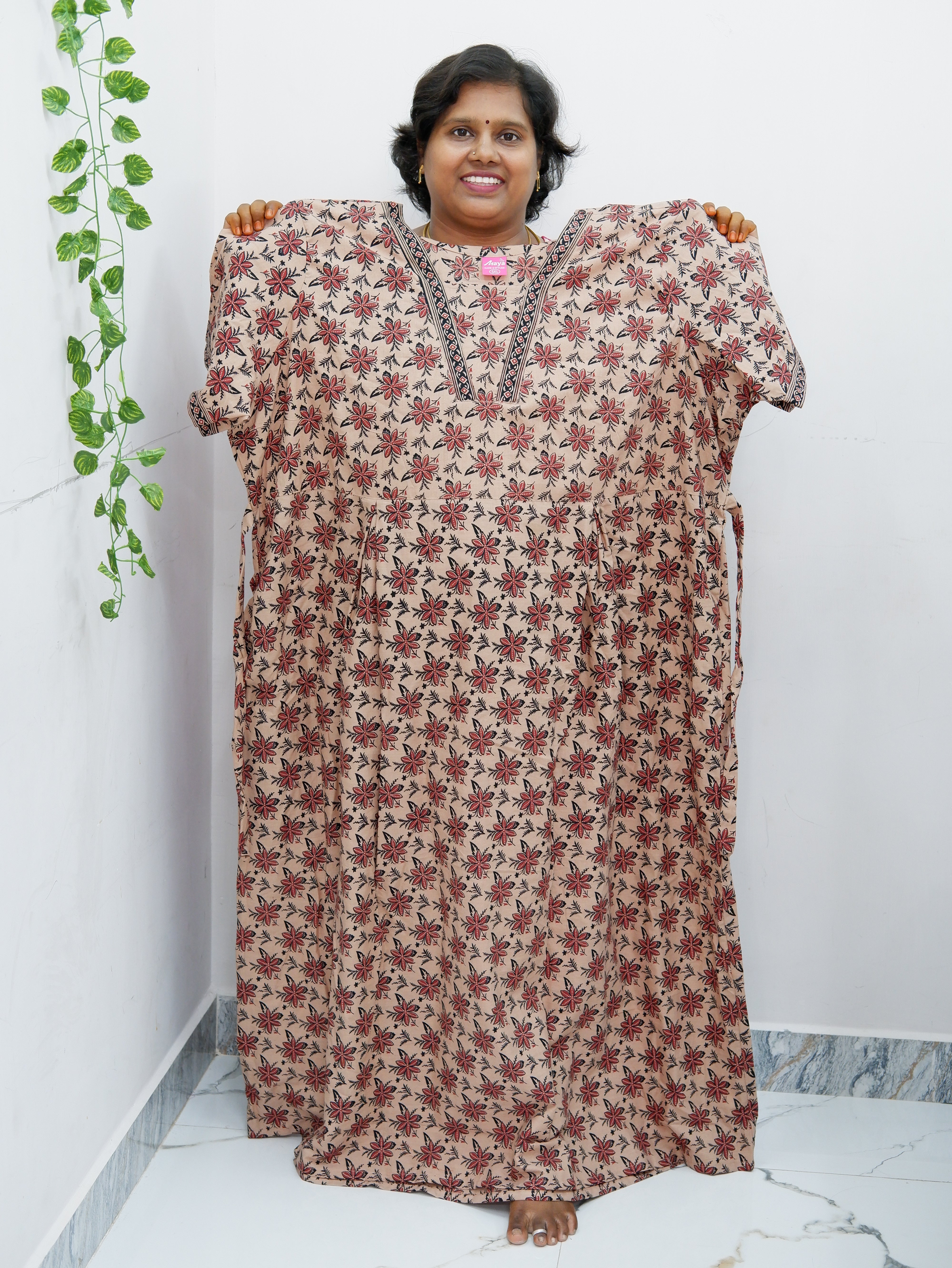 Premium V-Neck Cotton Frock for Women – Breathable & Skin-Friendly