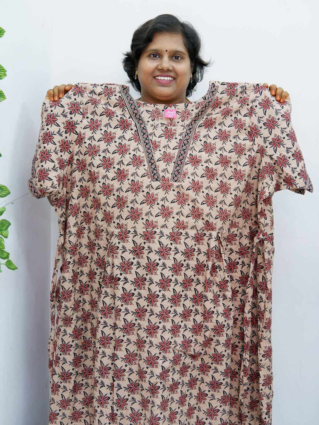 Premium V-Neck Cotton Frock for Women – Breathable & Skin-Friendly