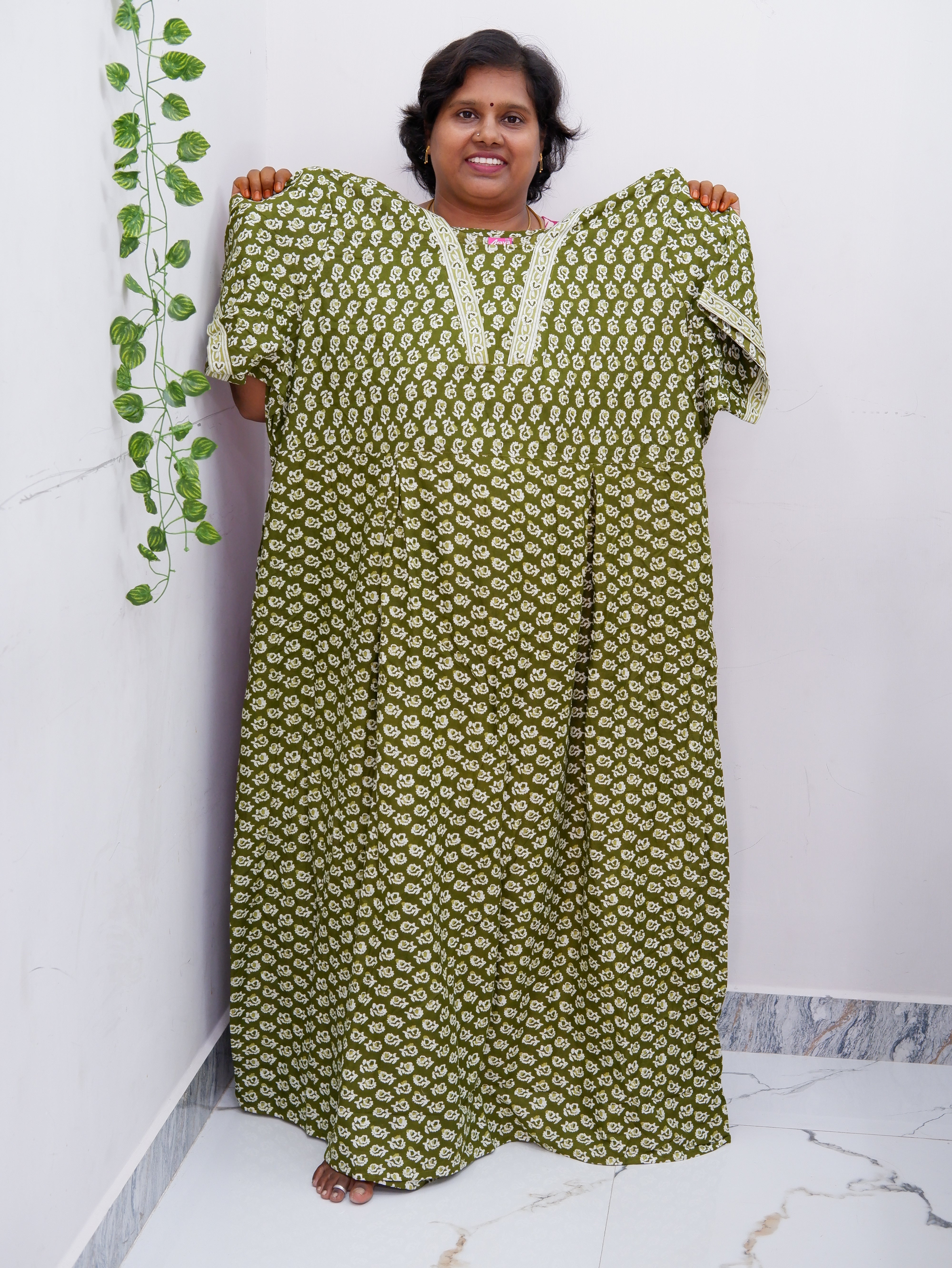 Premium V-Neck Cotton Frock for Women – Breathable & Skin-Friendly