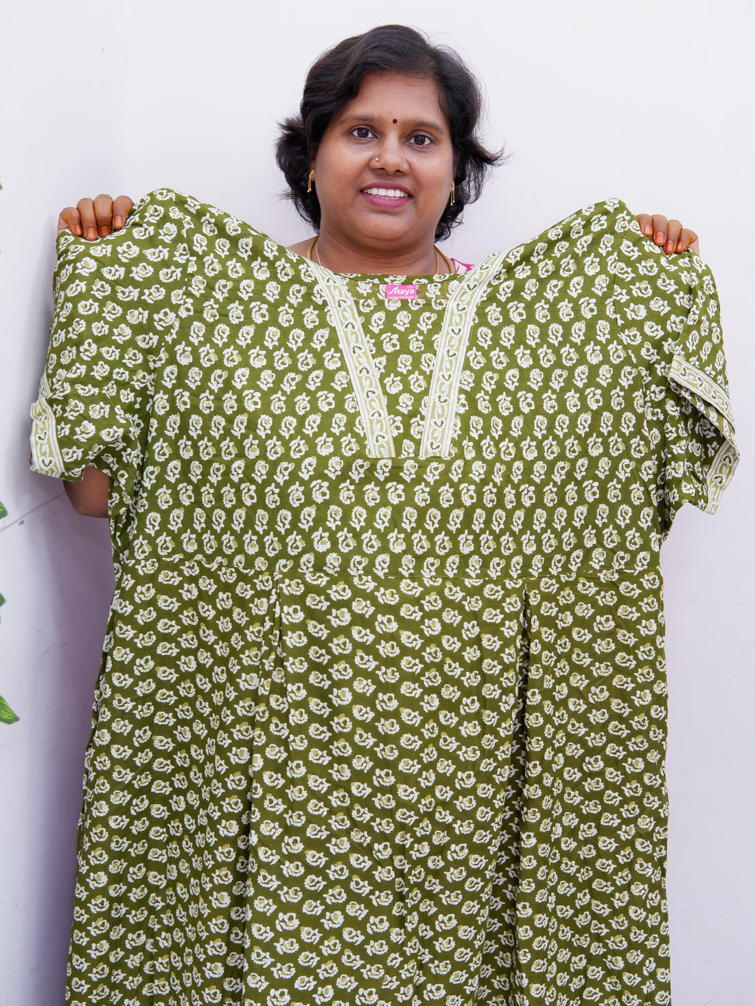 Premium V-Neck Cotton Frock for Women – Breathable & Skin-Friendly