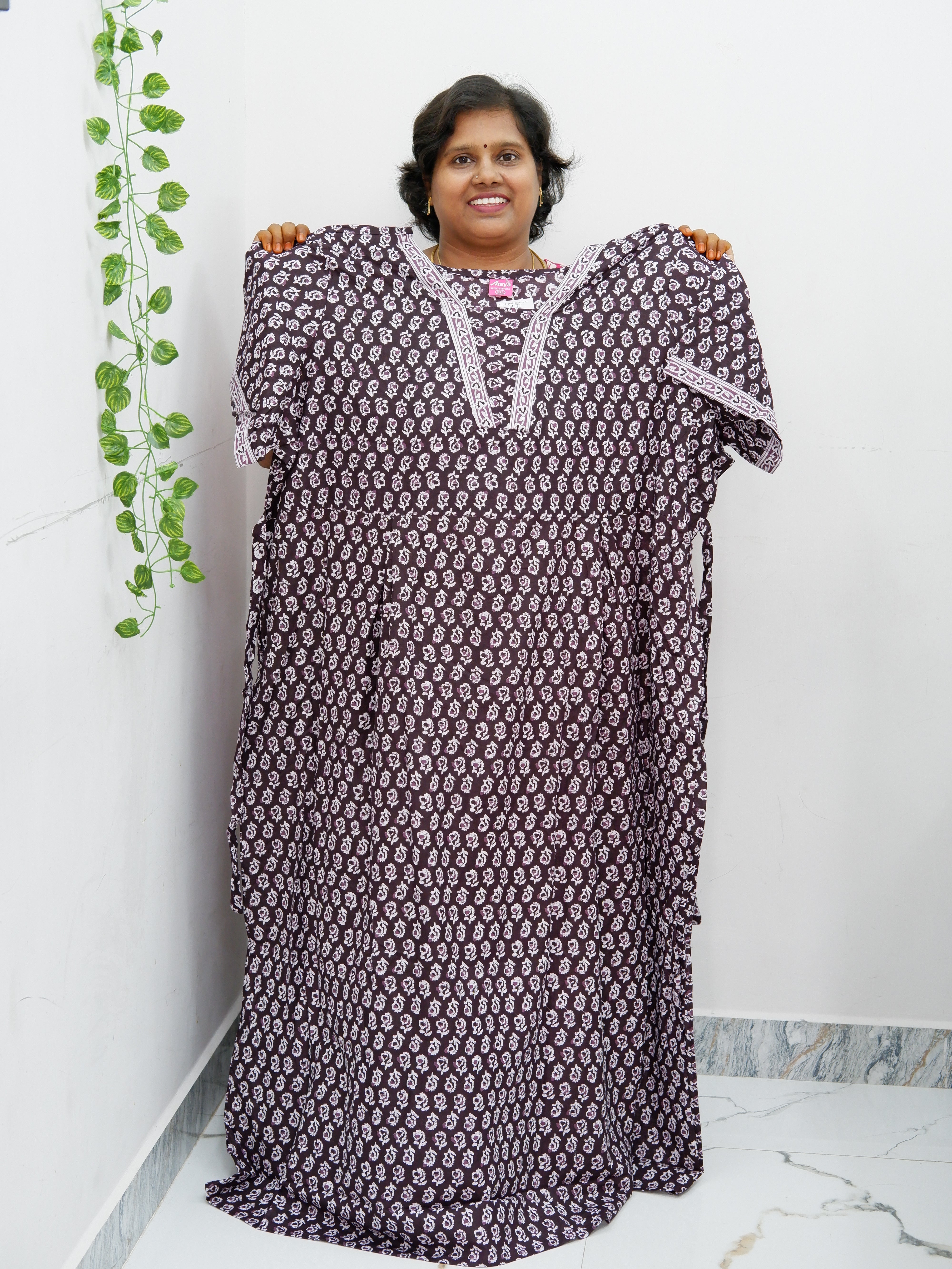 Premium V-Neck Cotton Frock for Women – Breathable & Skin-Friendly