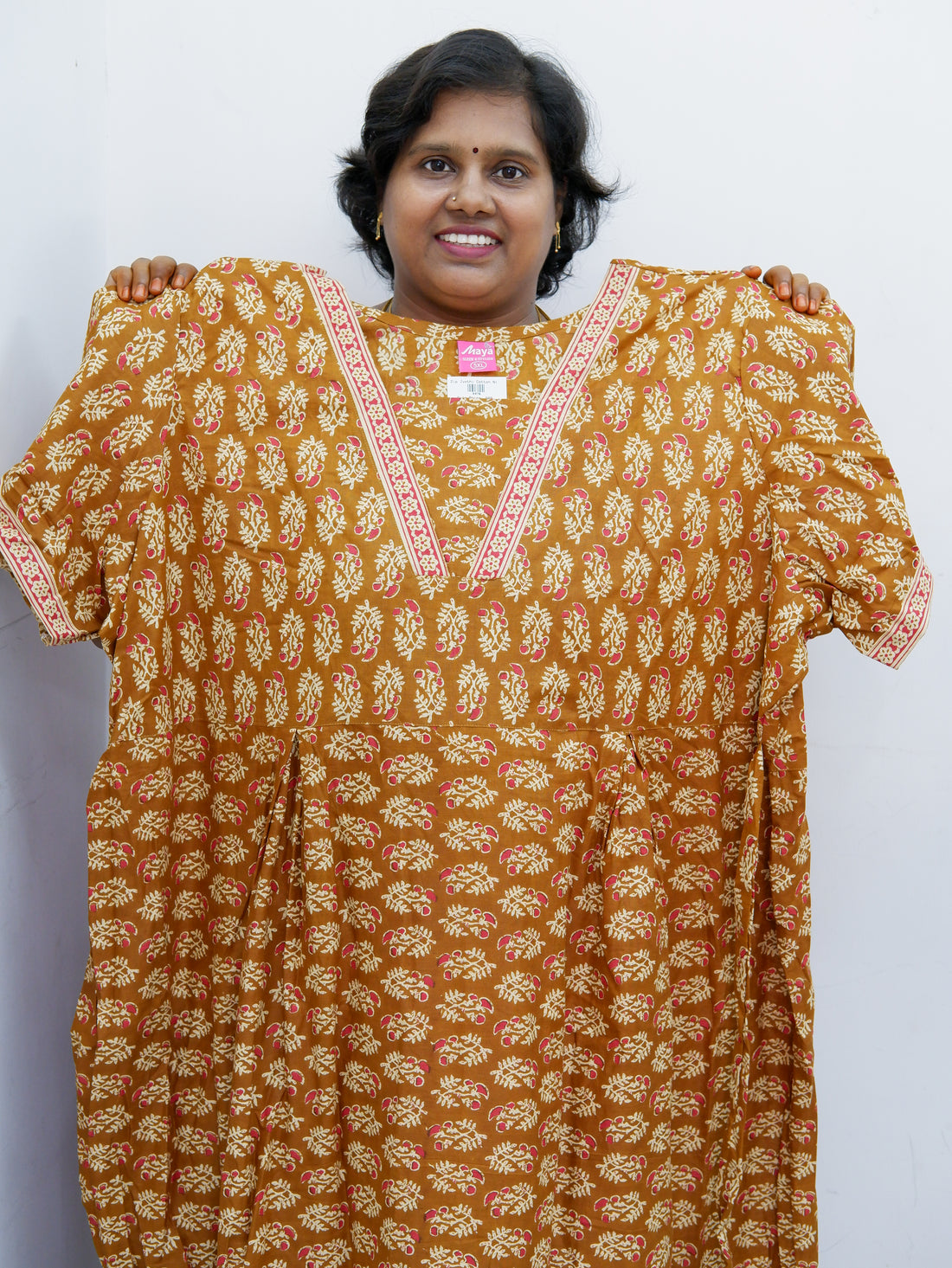 Premium V-Neck Cotton Frock for Women – Breathable & Skin-Friendly