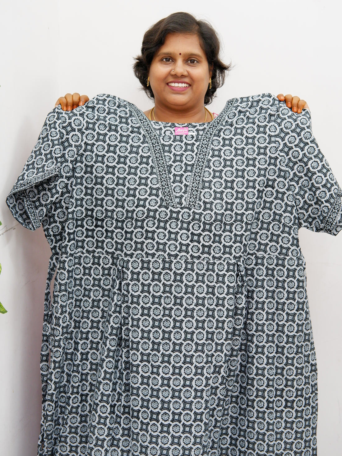 Premium V-Neck Cotton Frock for Women – Breathable & Skin-Friendly