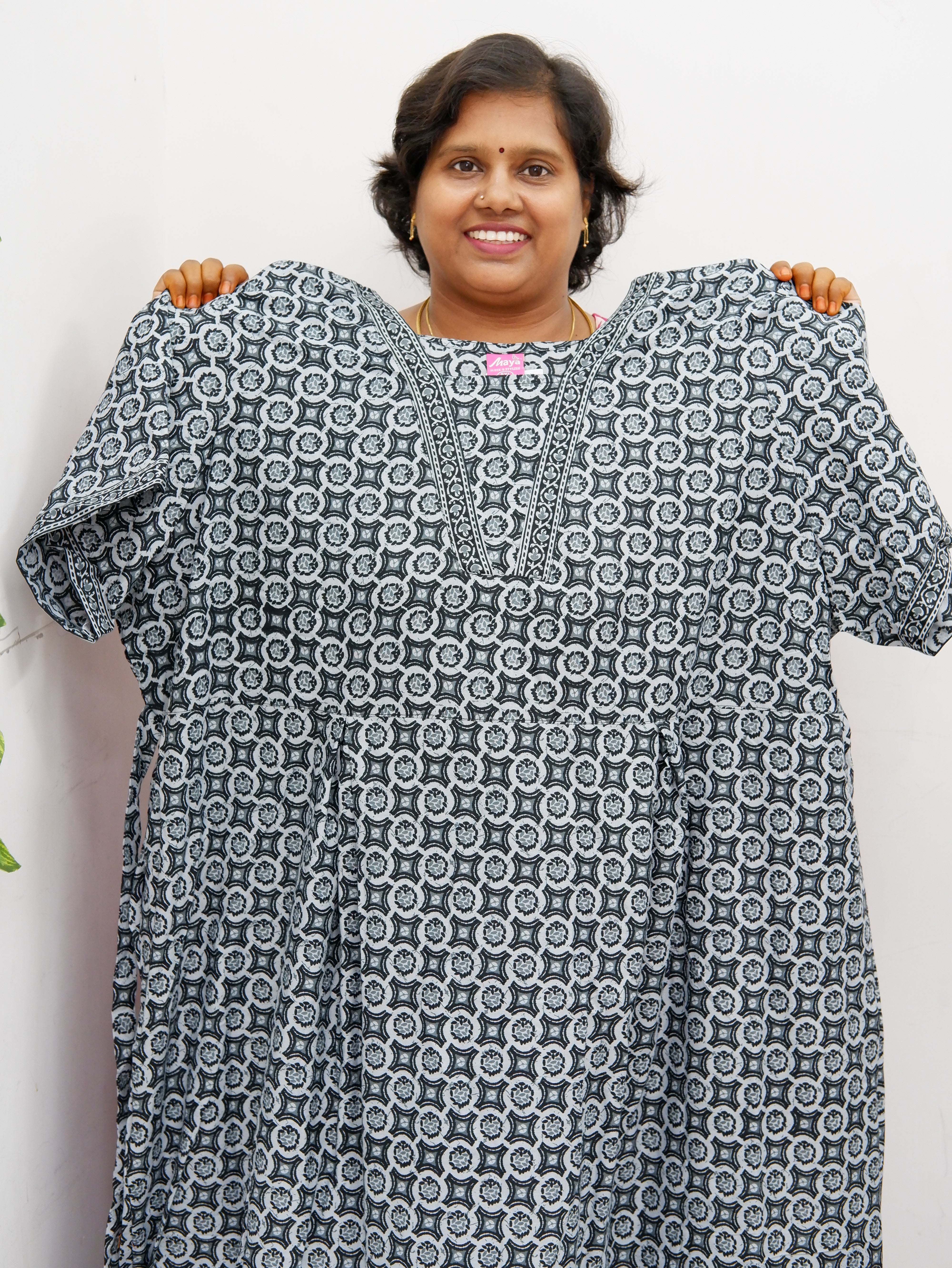 Premium V-Neck Cotton Frock for Women – Breathable & Skin-Friendly