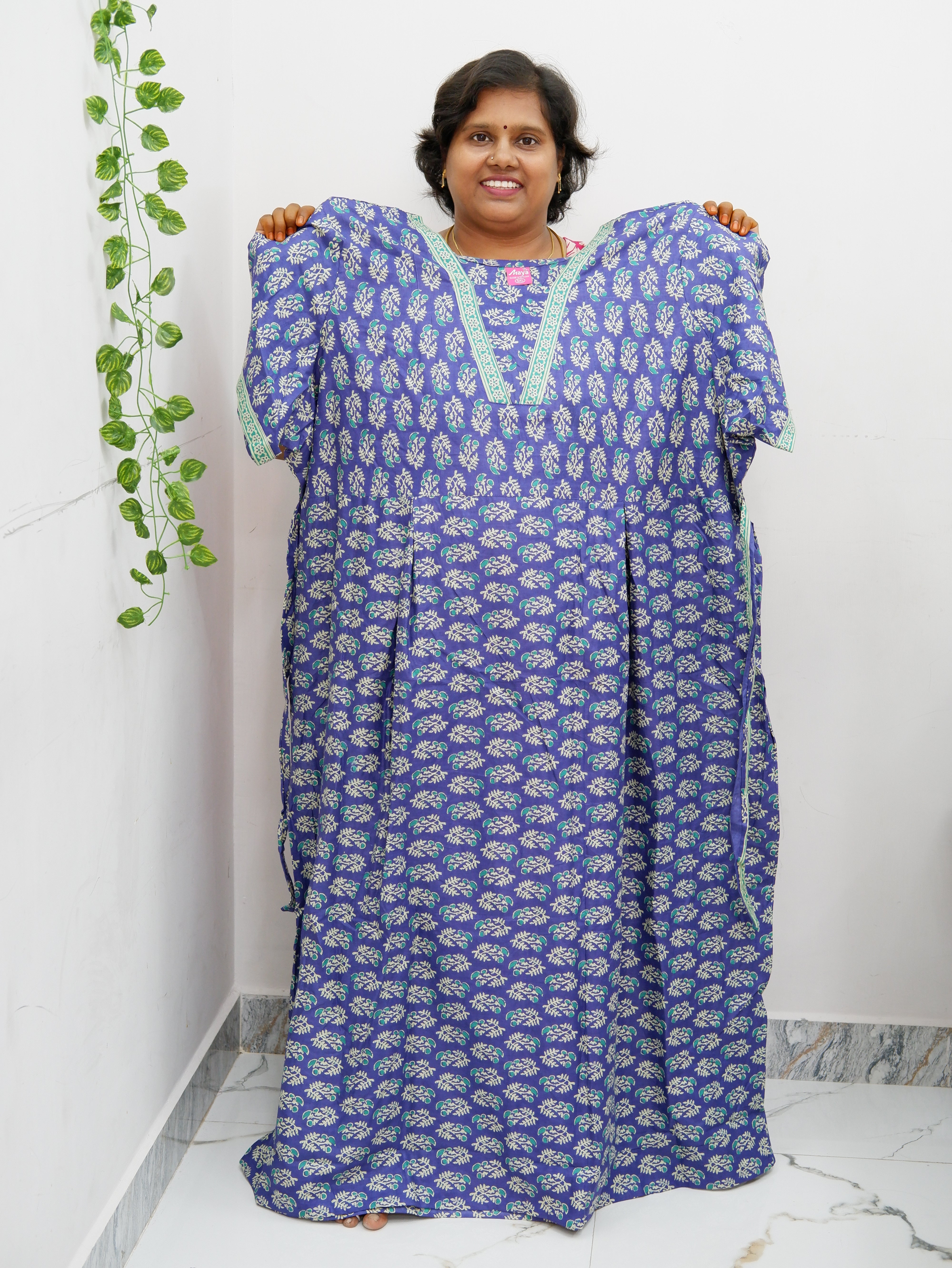 Premium V-Neck Cotton Frock for Women – Breathable & Skin-Friendly