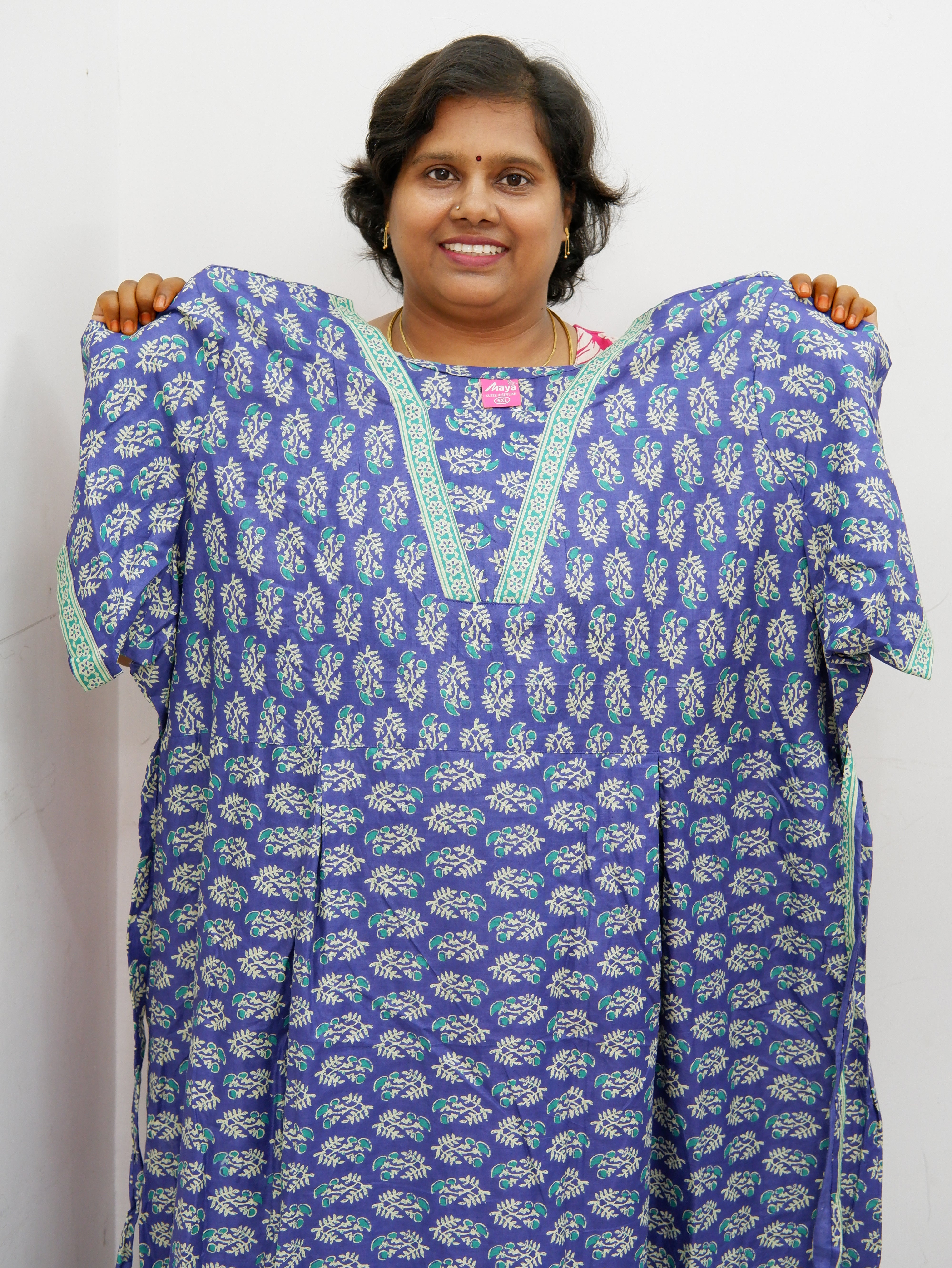 Premium V-Neck Cotton Frock for Women – Breathable & Skin-Friendly