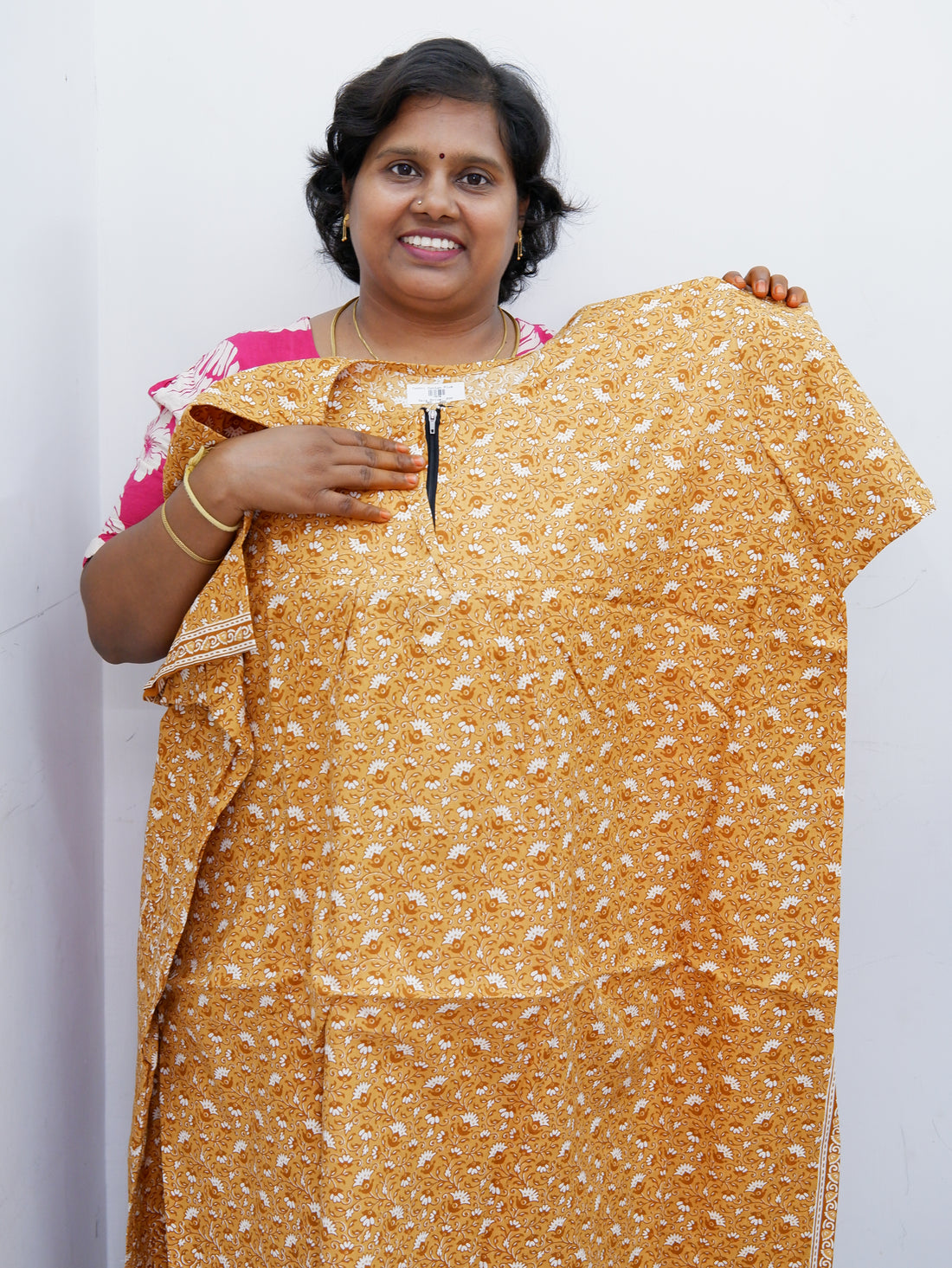 Plus Size Elegant Zip Nighty – Jyothi Cotton Breeze