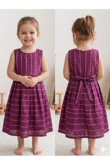 Raw Silk Cotton Sleeveless Frock For Kids