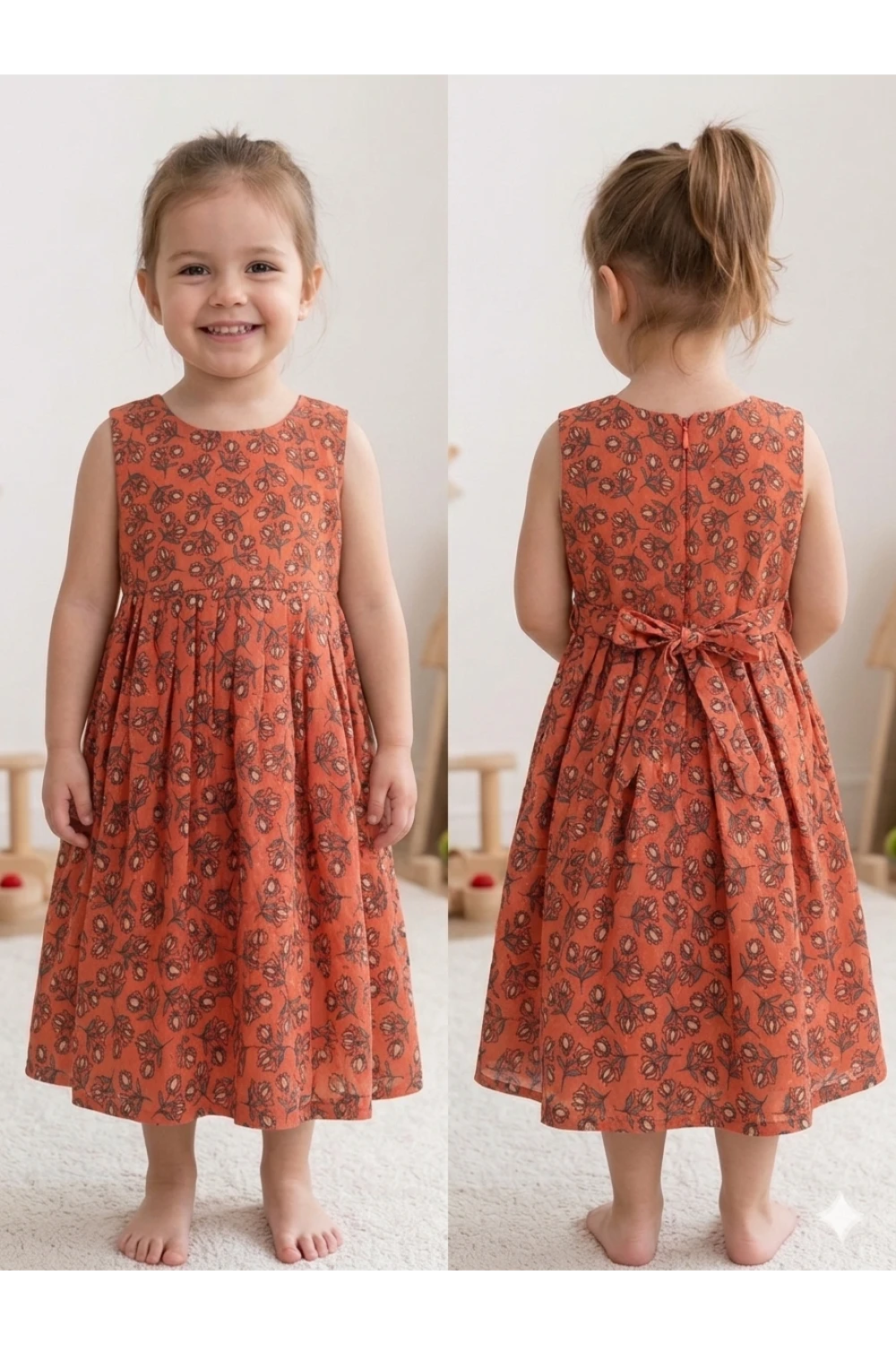 Acoba Cotton Sleeveless Frock For Kids