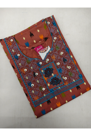 Mirror Work Cotton Nighty with Elegant Embroidery – Soft & Stylis