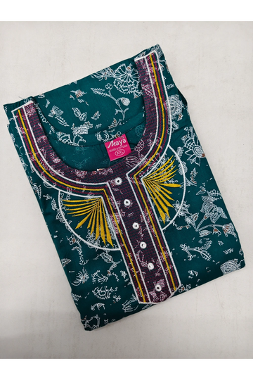 Mirror Work Cotton Nighty with Elegant Embroidery – Soft & Stylis