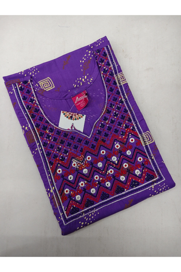 Mirror Work Cotton Nighty with Elegant Embroidery – Soft & Stylis