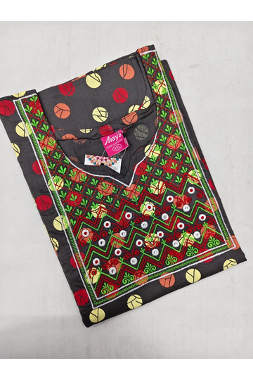 Mirror Work Cotton Nighty with Elegant Embroidery – Soft & Stylis