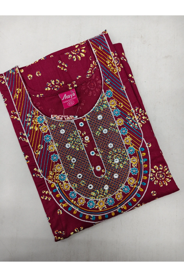 Mirror Work Cotton Nighty with Elegant Embroidery – Soft & Stylis